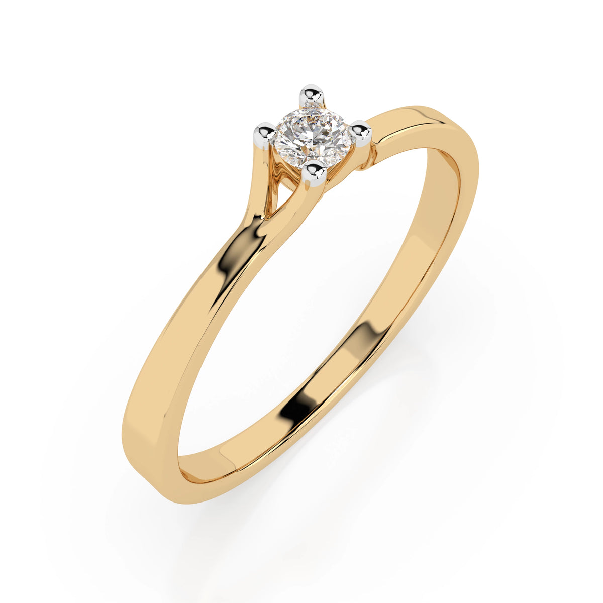 Inel de Logodnă Solitaire din Aur, Diamant Rotund Briliant 0,06 CT