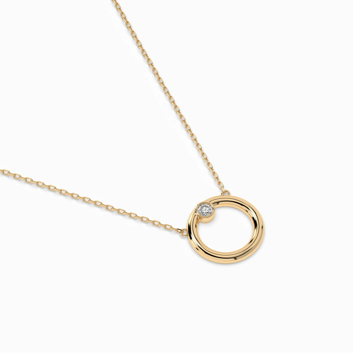 Colier din Aur cu Diamant, Forma Rotund Briliant, 0,03 CT