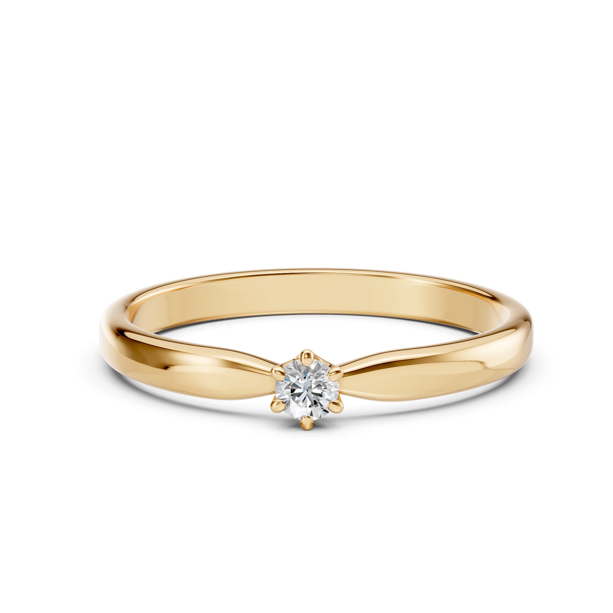 Inel de Logodnă Solitaire din Aur, Diamant Rotund Briliant 0.10 CT