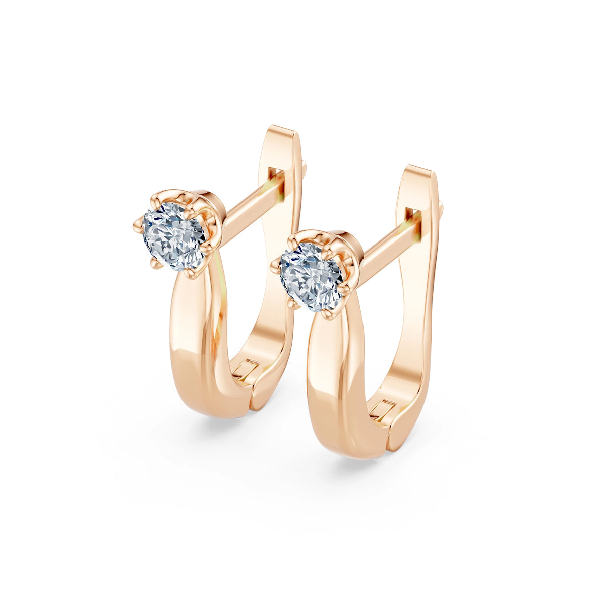 Cercei din Aur cu Diamante, Forma Rotund Briliant, 0,50 CT
