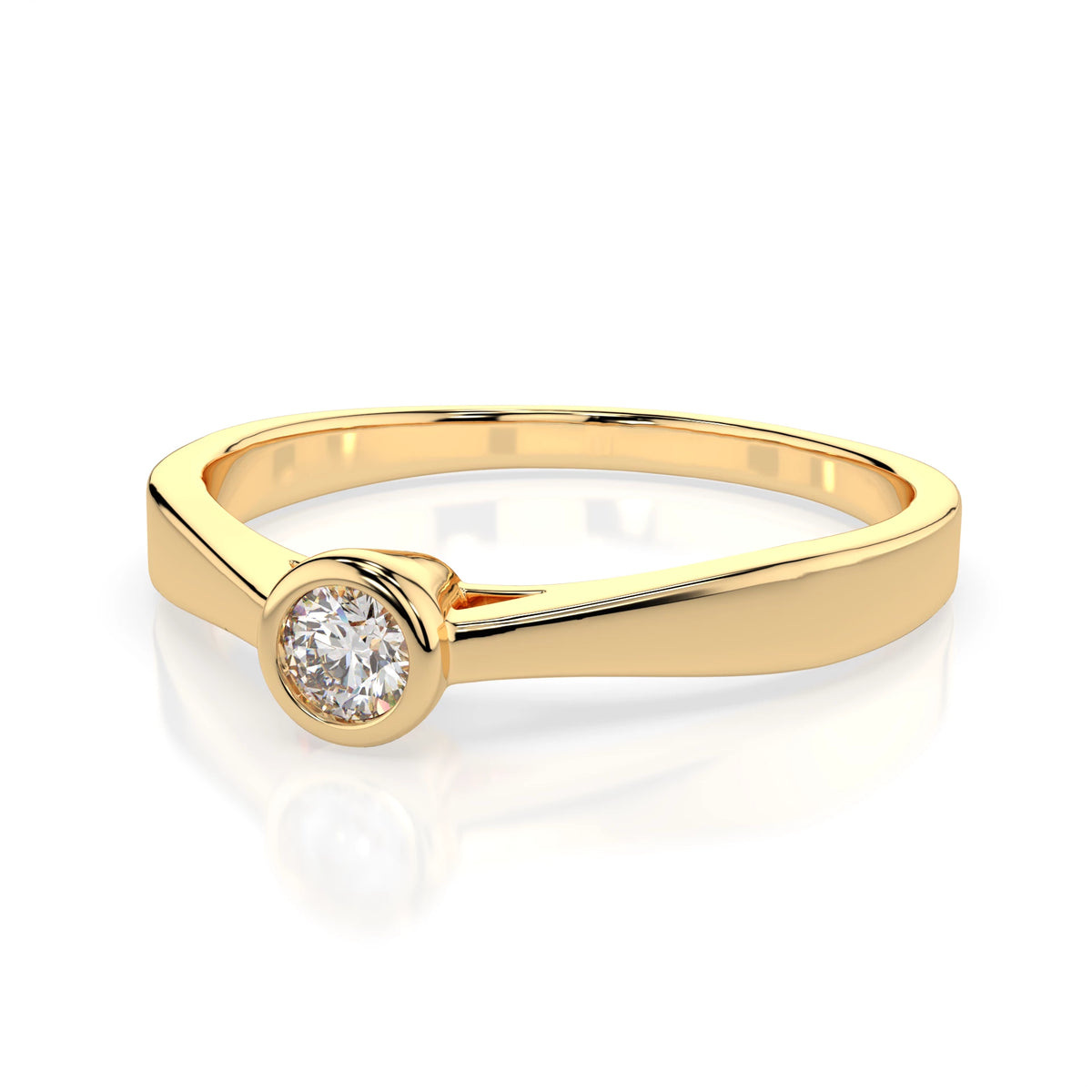 Inel de Logodnă Solitaire din Aur, Diamant Rotund Briliant 0,05 CT