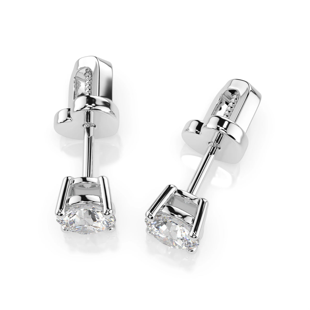 Cercei din Aur cu Diamante, Forma Rotund Briliant, 0,60 CT
