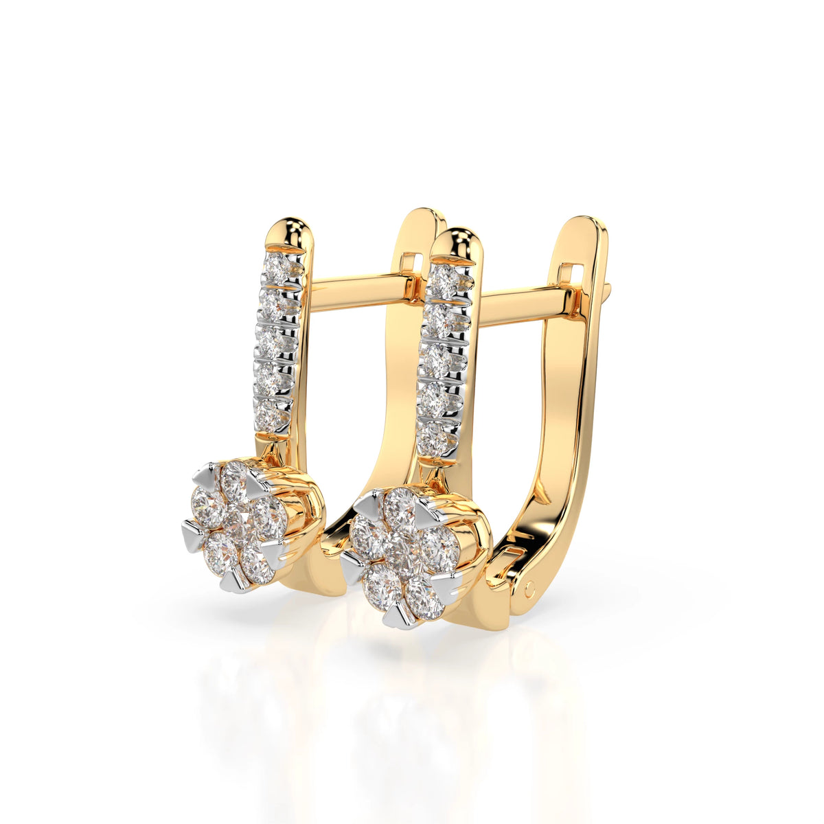 Cercei din Aur cu Diamante, Forma Rotund Briliant, 0,32 CT
