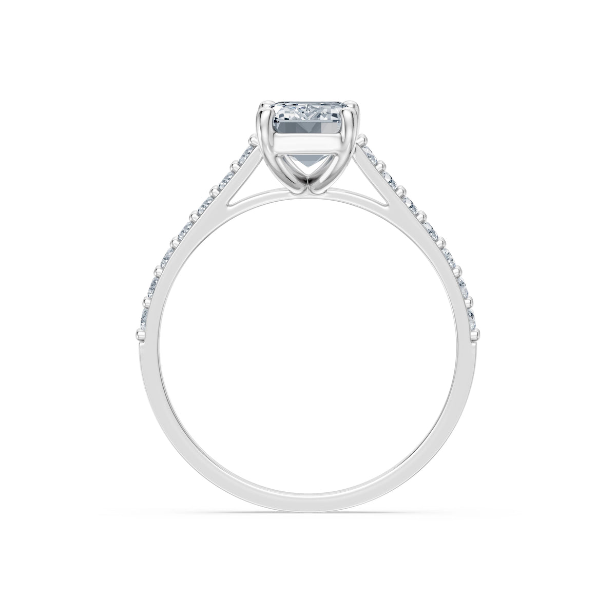 Inel de Logodnă din Aur cu Diamant Central Emerald și Diamante Laterale 1,78 CT