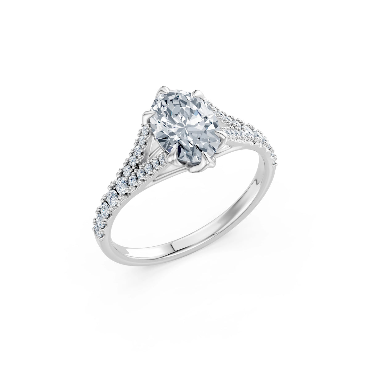 Inel de Logodnă din Aur cu Diamant Central Oval și Diamante Laterale 1,81 CT