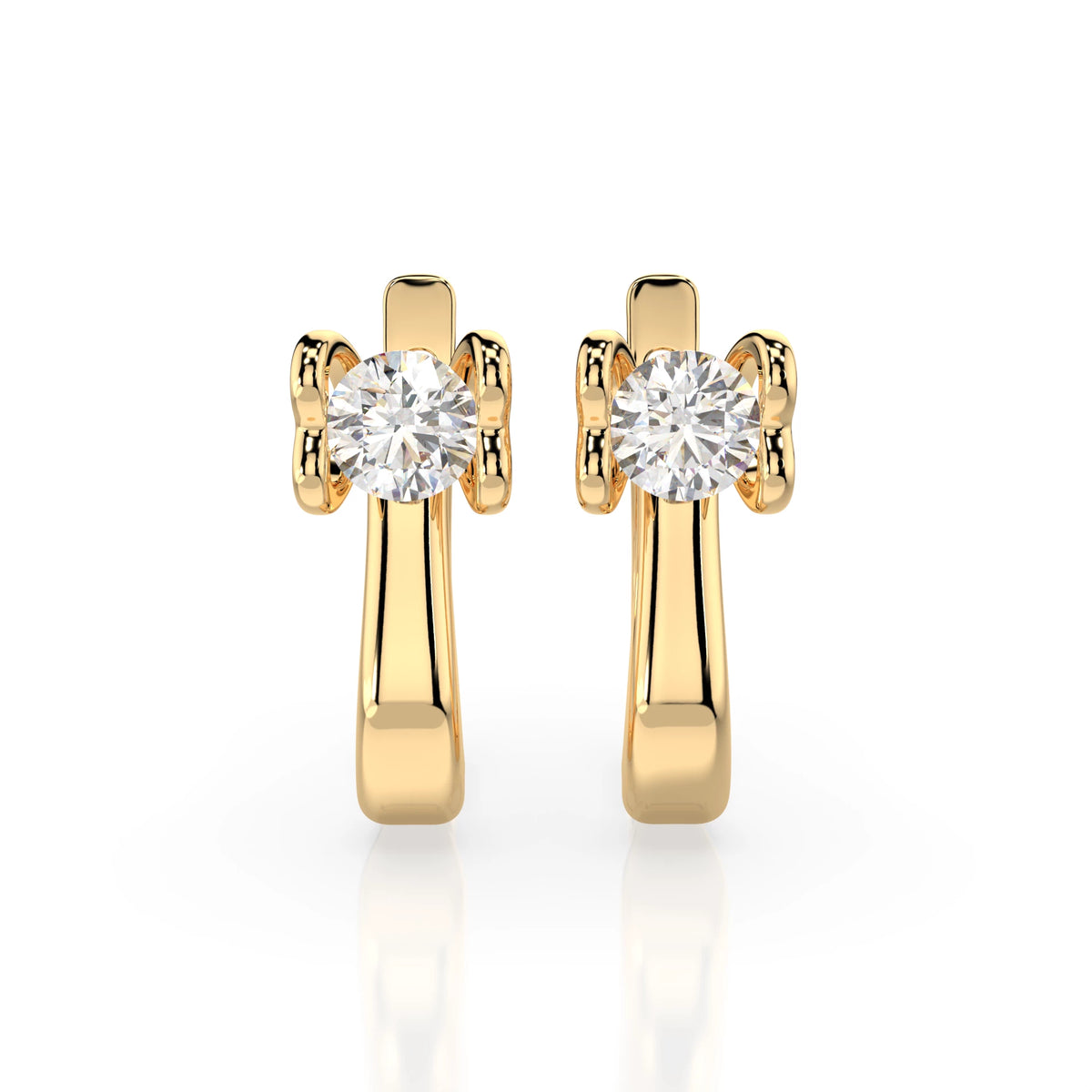 Cercei din Aur cu Diamante, Forma Rotund Briliant, 0,50 CT