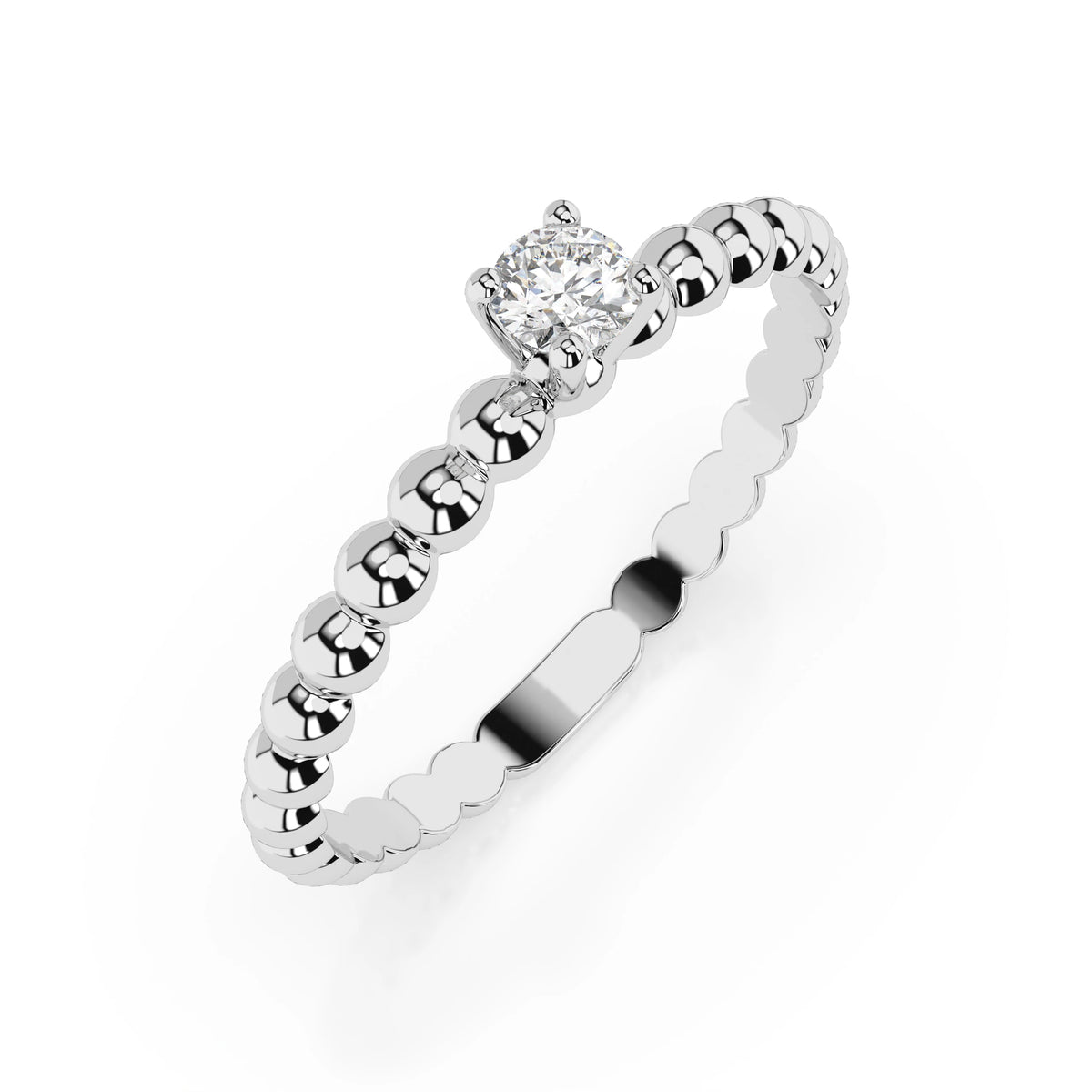 Inel de Logodnă Solitaire din Aur, Diamant Rotund Briliant 0,06 CT