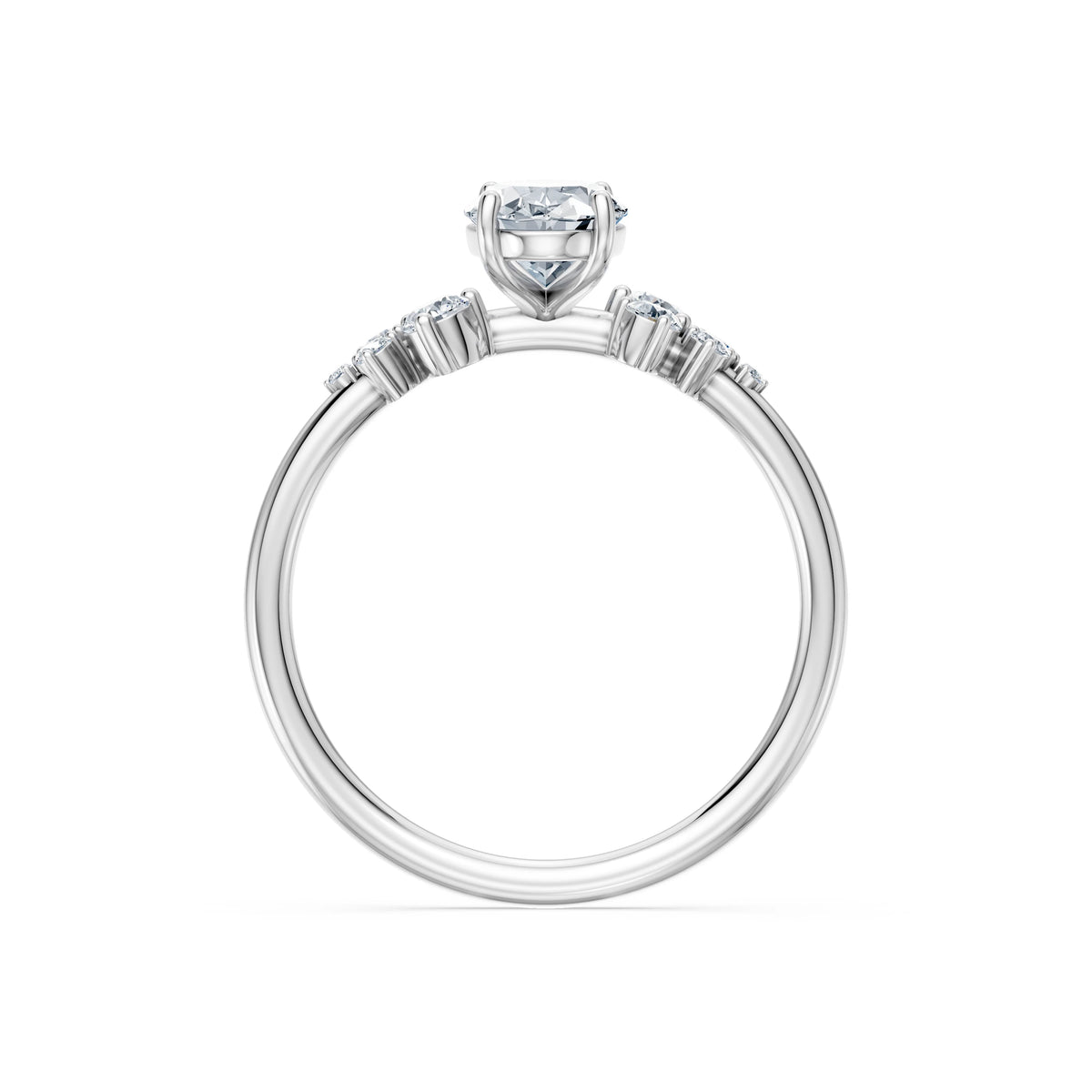 Inel de Logodnă din Aur cu Diamant Central Oval și Diamante Laterale 1,25 CT
