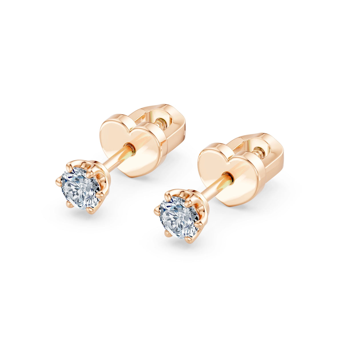 Cercei din Aur cu Diamante, Forma Rotund Briliant, 0,30 CT