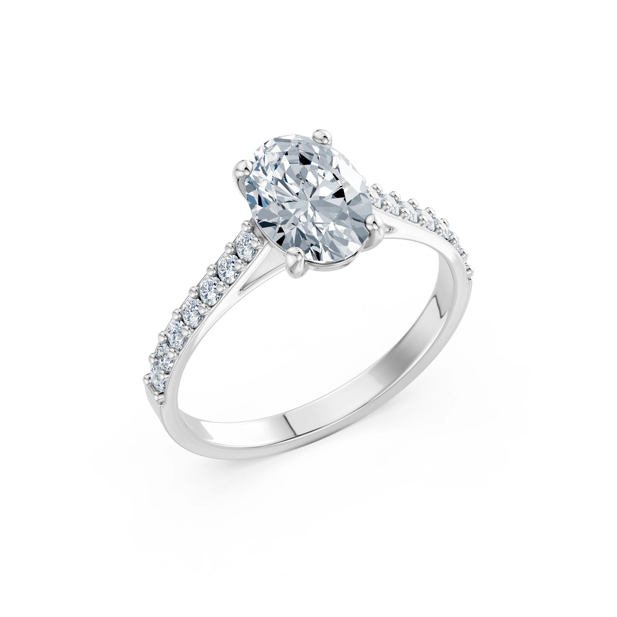Inel de Logodnă din Aur cu Diamant Central Oval și Diamante Laterale 1,78 CT