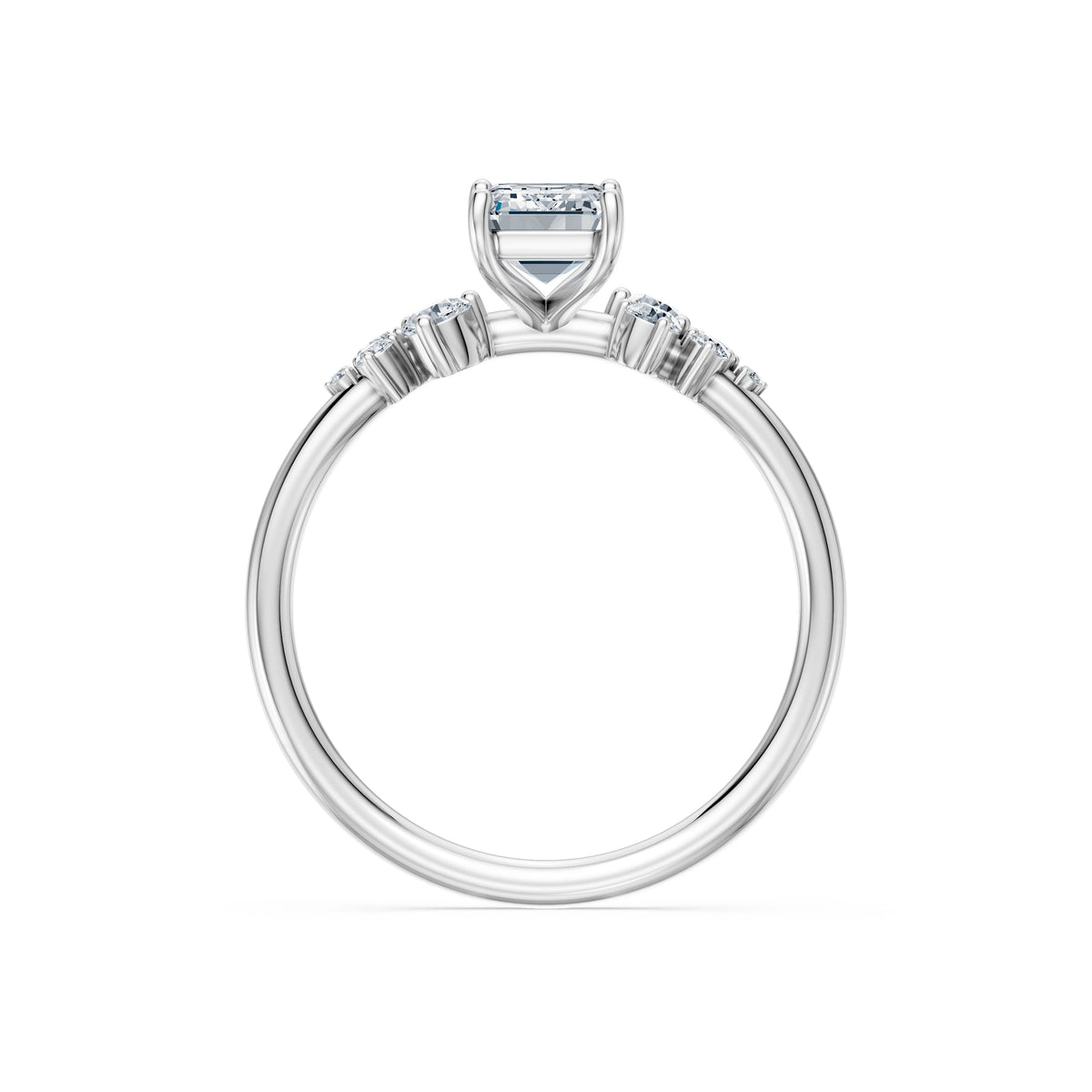 Inel de Logodnă din Aur cu Diamant Central Emerald și Diamante Laterale 1,25 CT