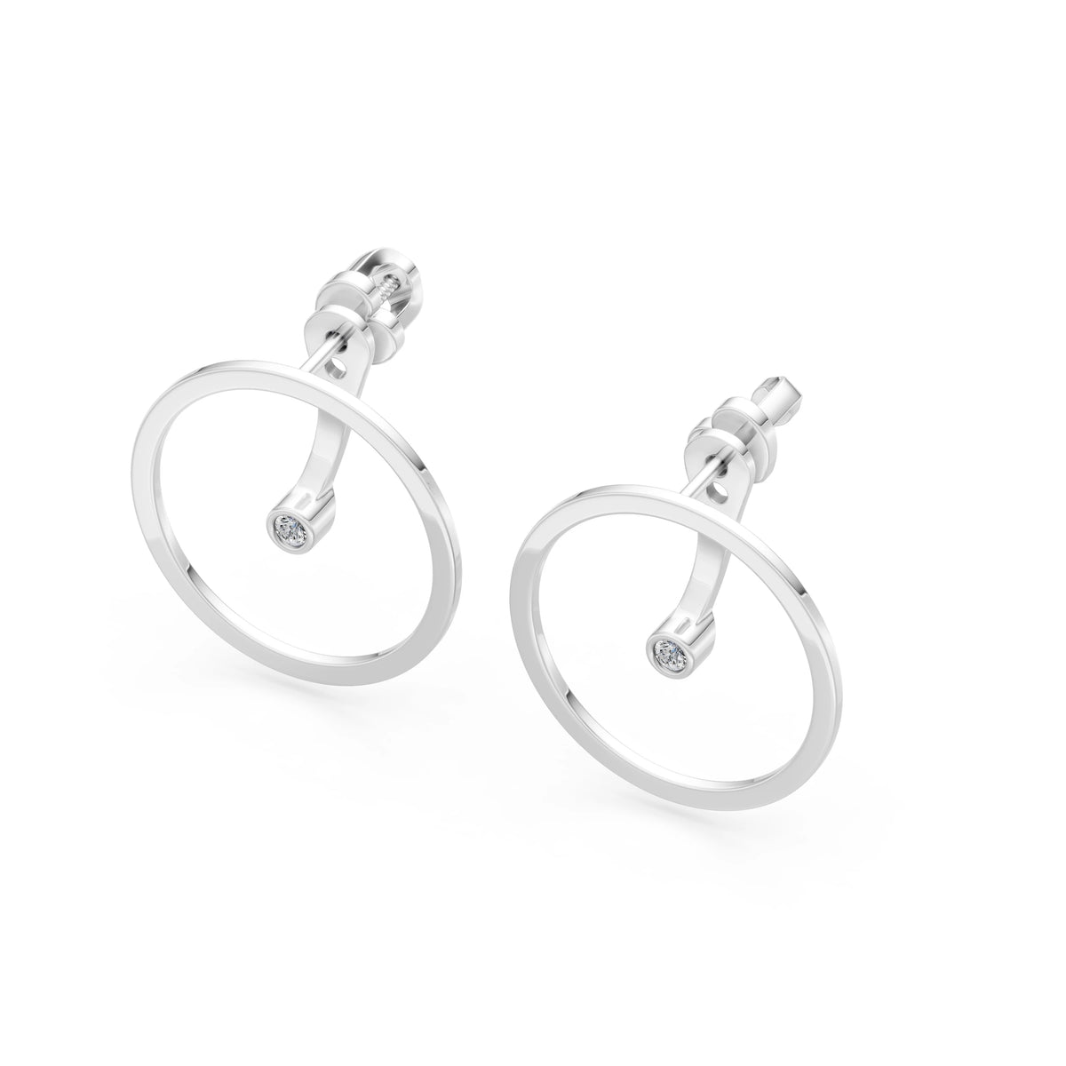 Cercei din Aur cu Diamante, Forma Rotund Briliant, 0,06 CT