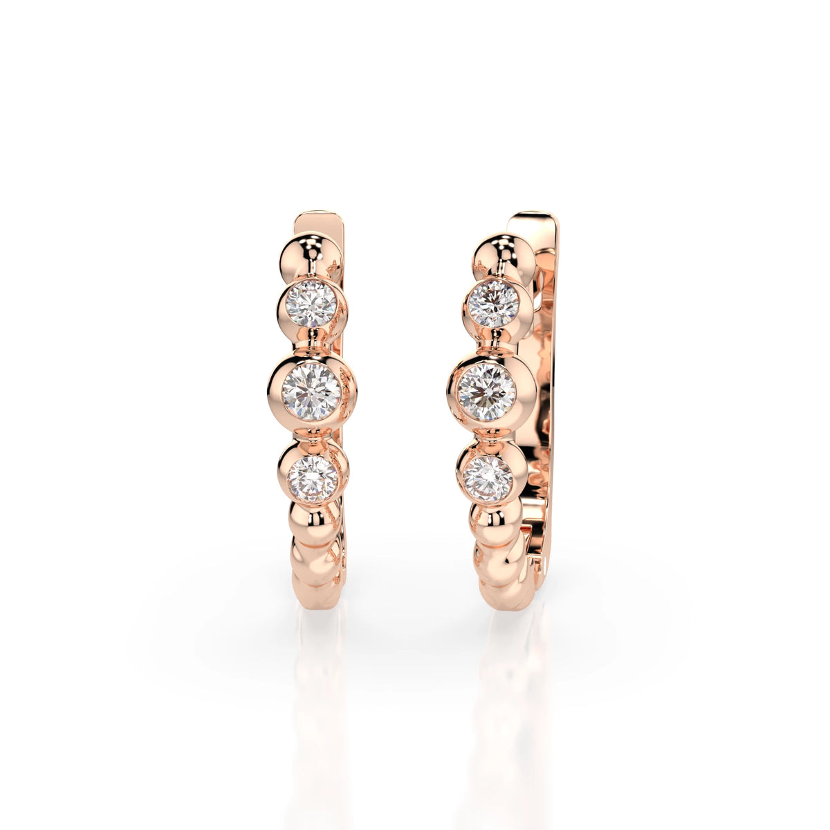 Cercei din Aur cu Diamante, Forma Rotund Briliant, 0,16 CT