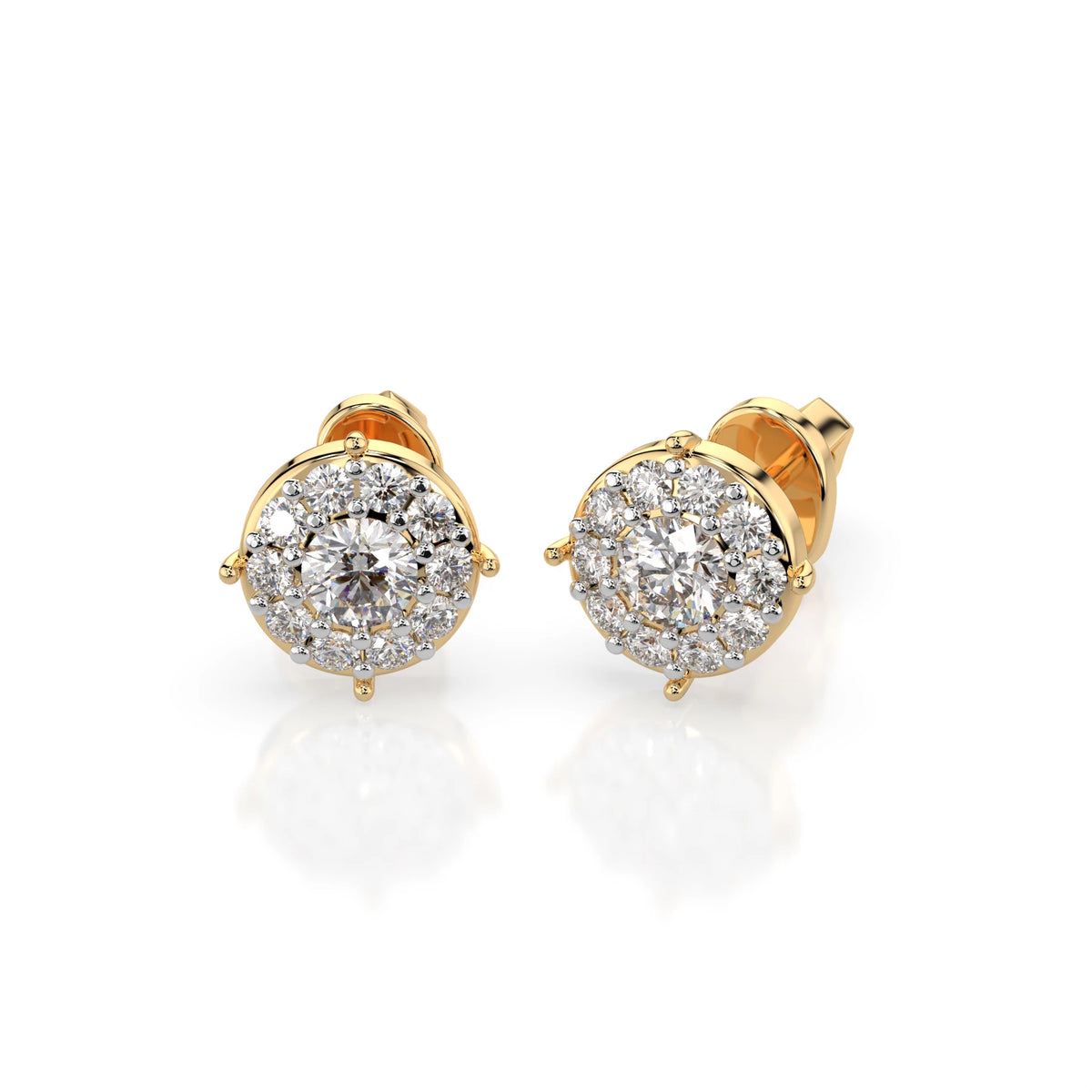 Cercei din Aur cu Diamante, Forma Rotund Briliant, 0,60 CT