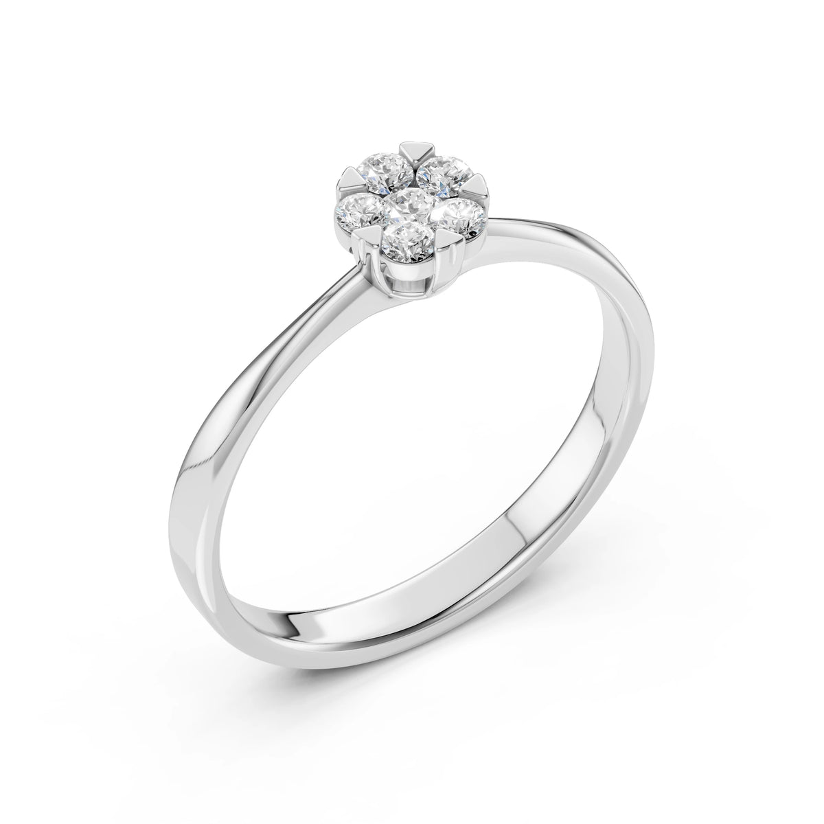 Inel din Aur cu Diamante, Forma Rotund Briliant, 0,20 CT