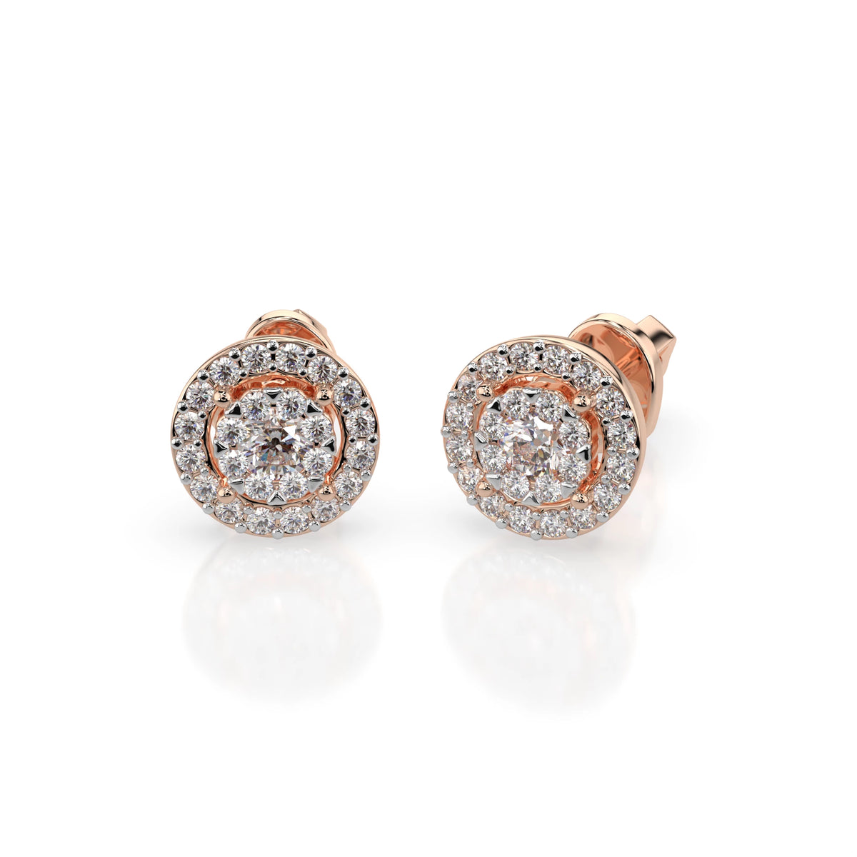 Cercei din Aur cu Diamante, Forma Rotund Briliant, 0,48 CT