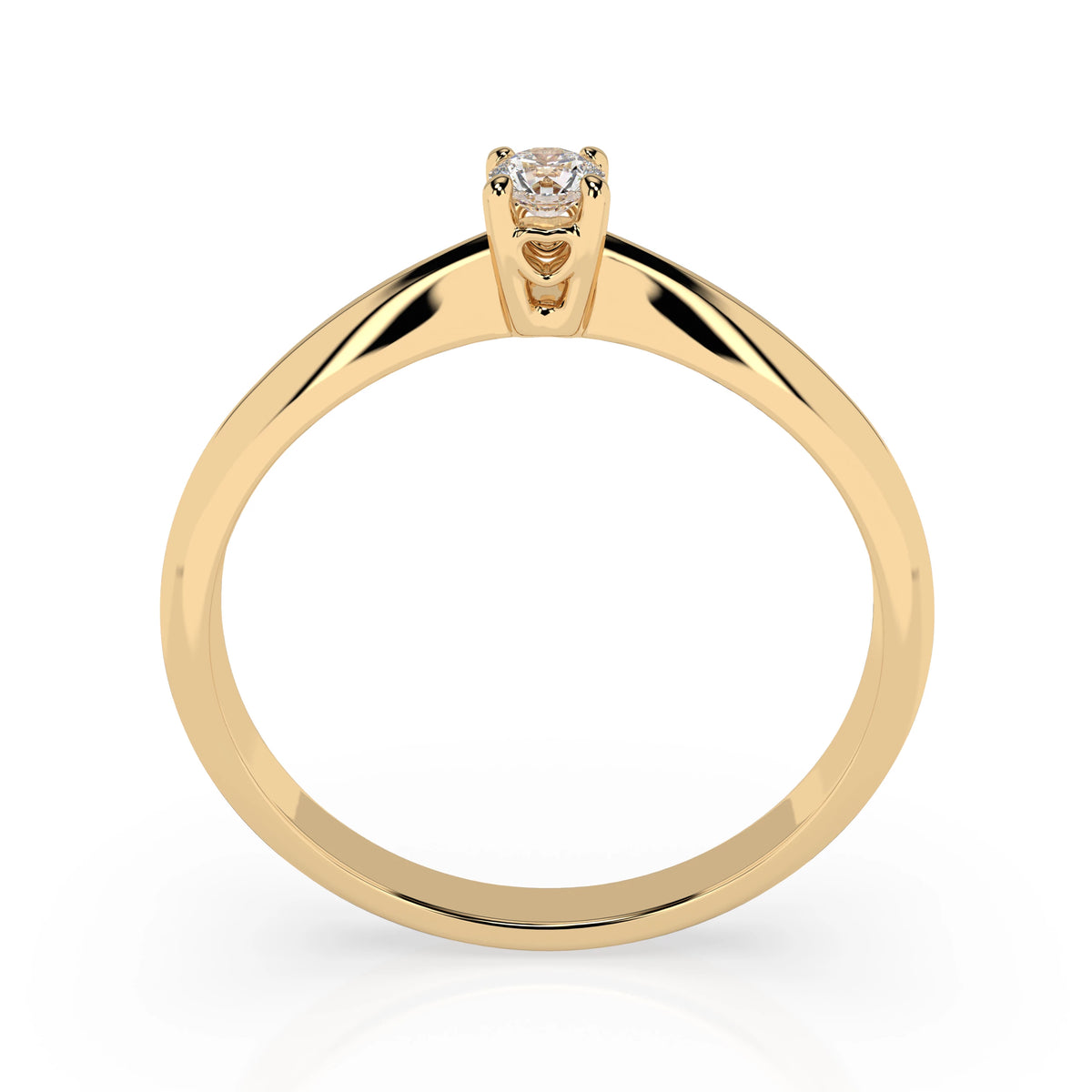 Inel de Logodnă Solitaire din Aur, Diamant Rotund Briliant 0,06 CT