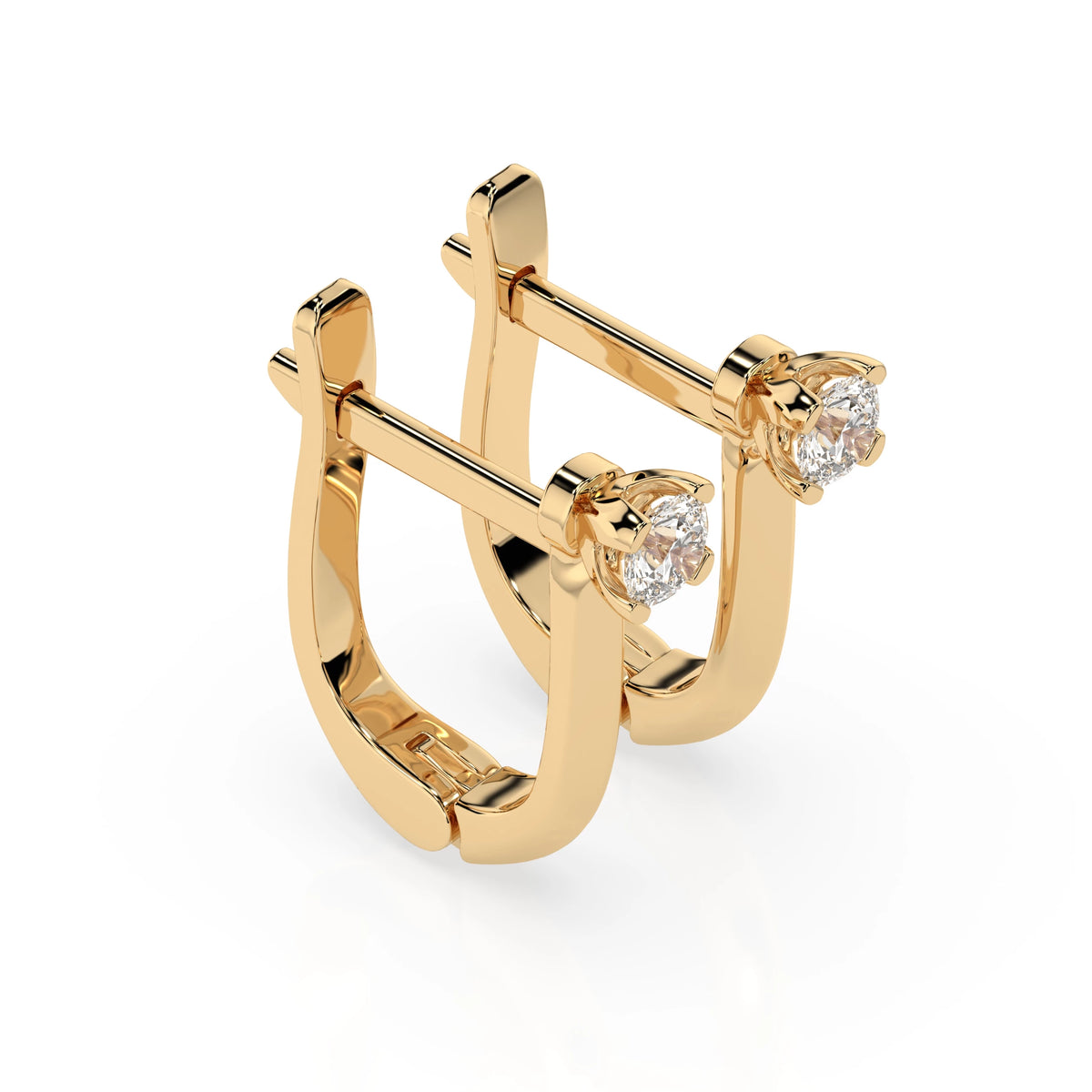 Cercei din Aur cu Diamante, Forma Rotund Briliant, 0,12 CT