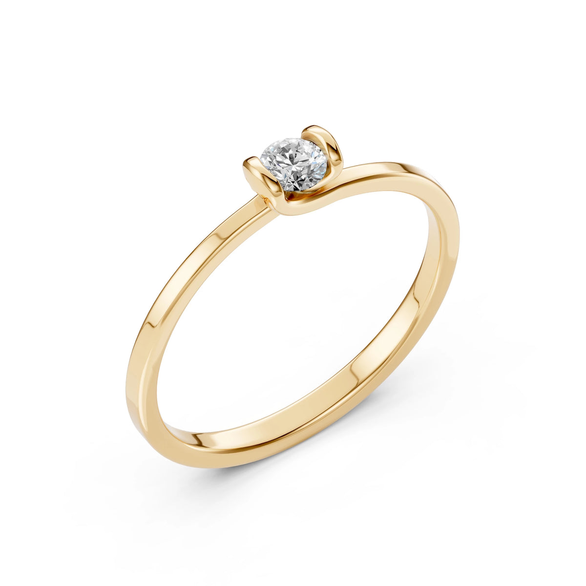 Inel de Logodnă Solitaire din Aur, Diamant Rotund Briliant 0,15 CT