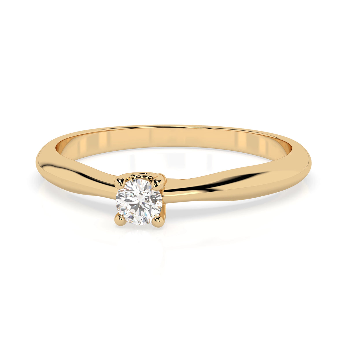 Inel de Logodnă Solitaire din Aur, Diamant Rotund Briliant 0,06 CT