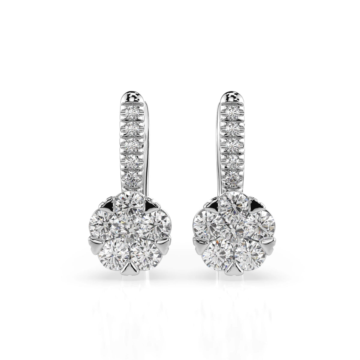 Cercei din Aur cu Diamante, Forma Rotund Briliant, 0,81 CT