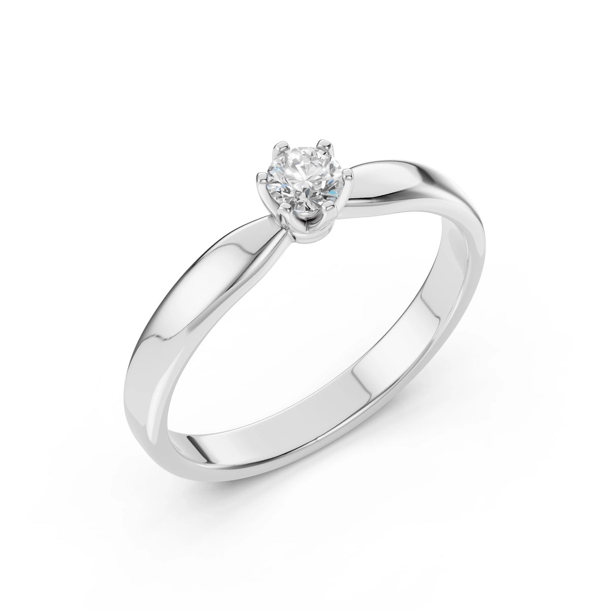 Inel de Logodnă Solitaire din Aur, Diamant Rotund Briliant 0,15 CT