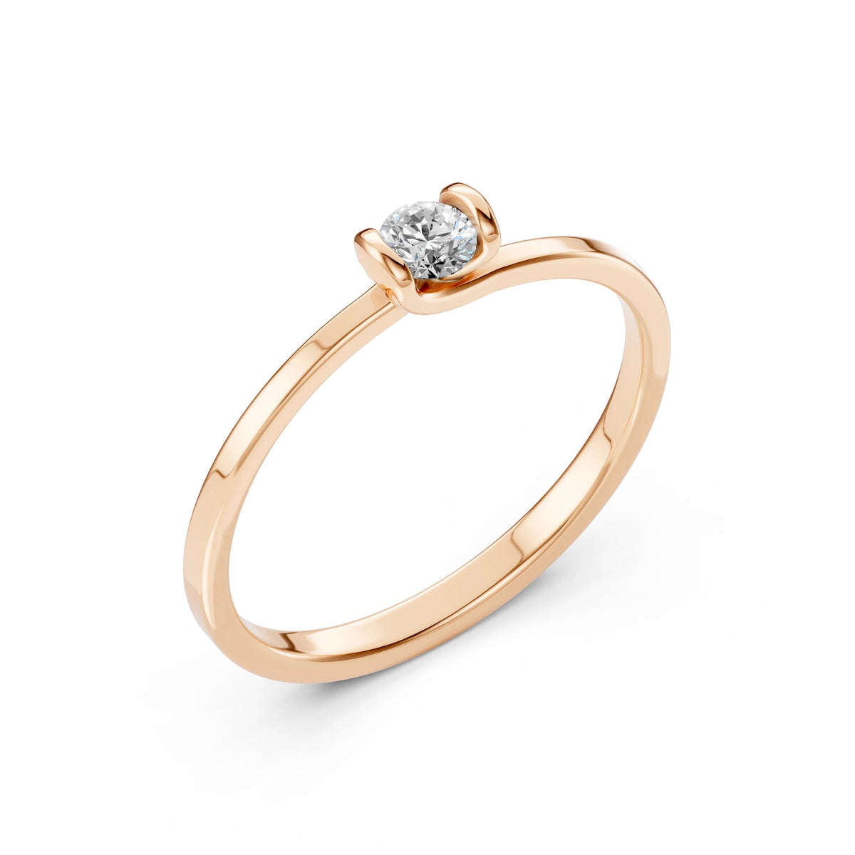 Inel de Logodnă Solitaire din Aur, Diamant Rotund Briliant 0,20 CT