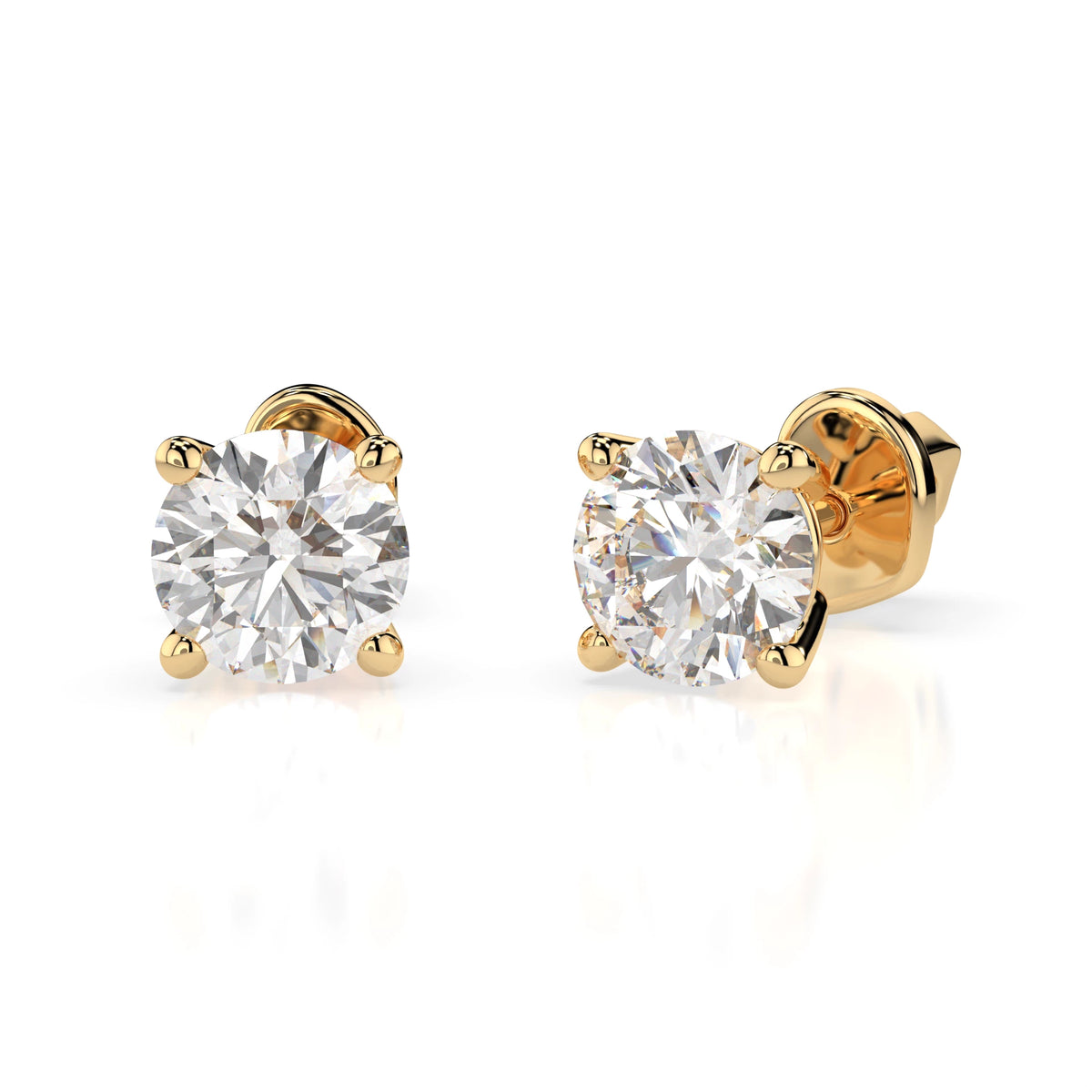 Cercei din Aur cu Diamante, Forma Rotund Briliant, 1,00 CT