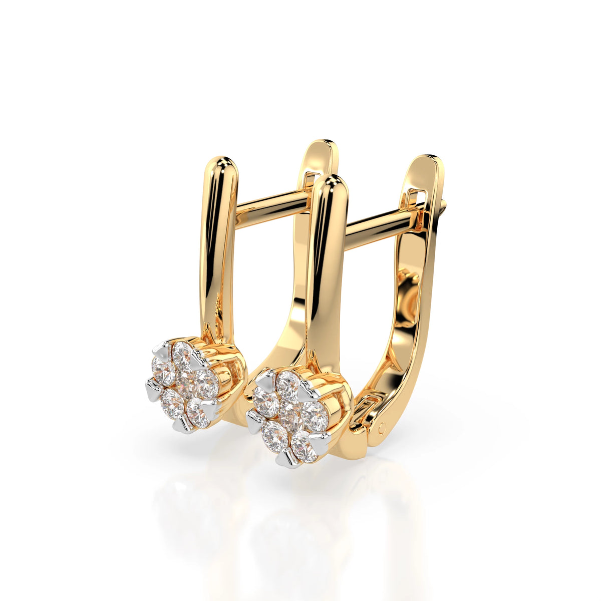Cercei din Aur cu Diamante, Forma Rotund Briliant, 0,26 CT