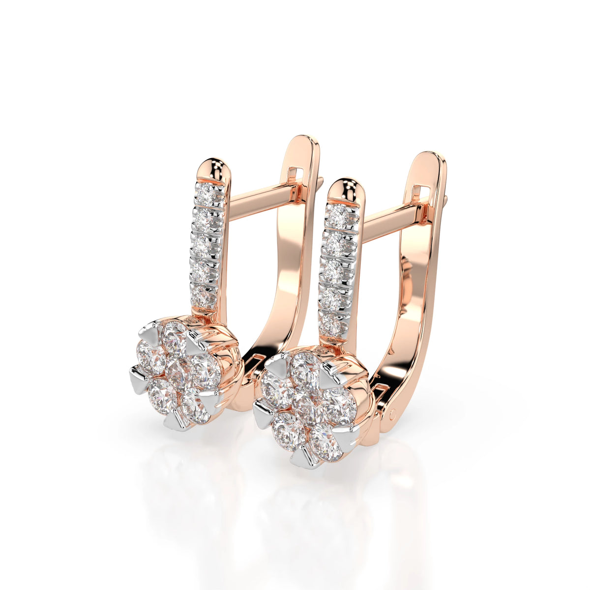 Cercei din Aur cu Diamante, Forma Rotund Briliant, 0,50 CT