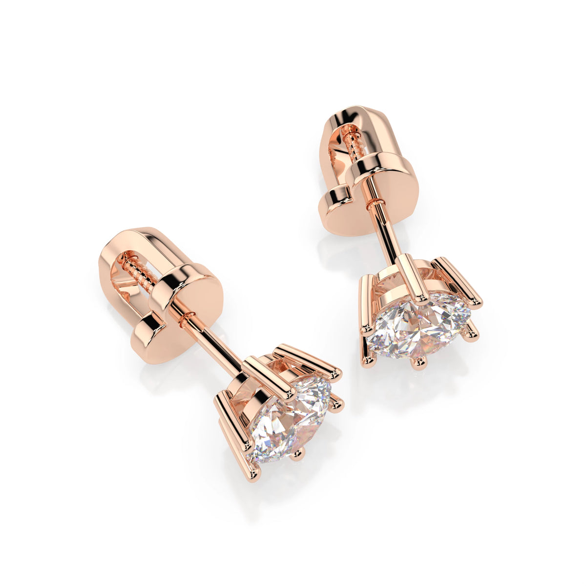Cercei din Aur cu Diamante, Forma Rotund Briliant, 1,00 CT