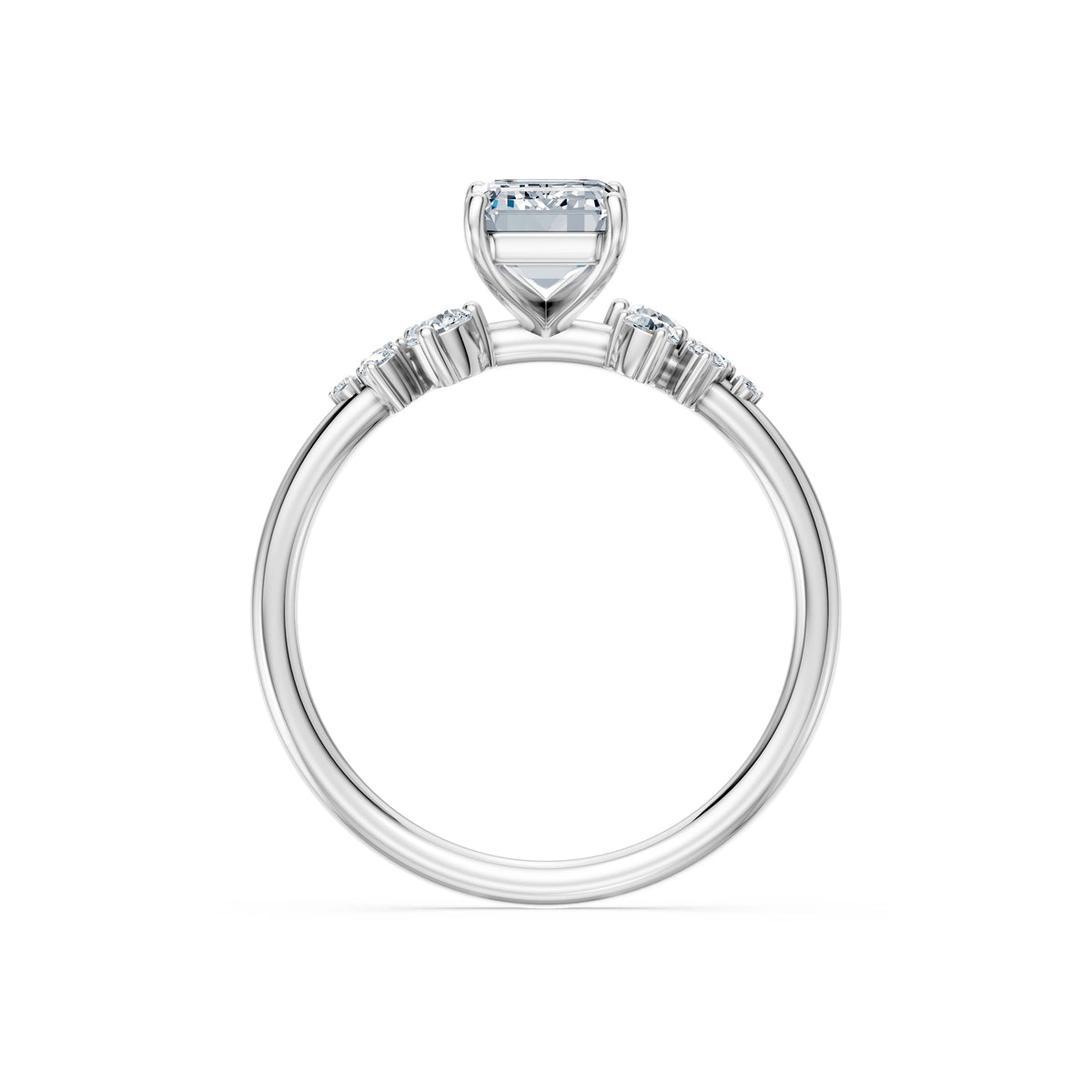 Inel de Logodnă din Aur cu Diamant Central Emerald și Diamante Laterale 1,75 CT