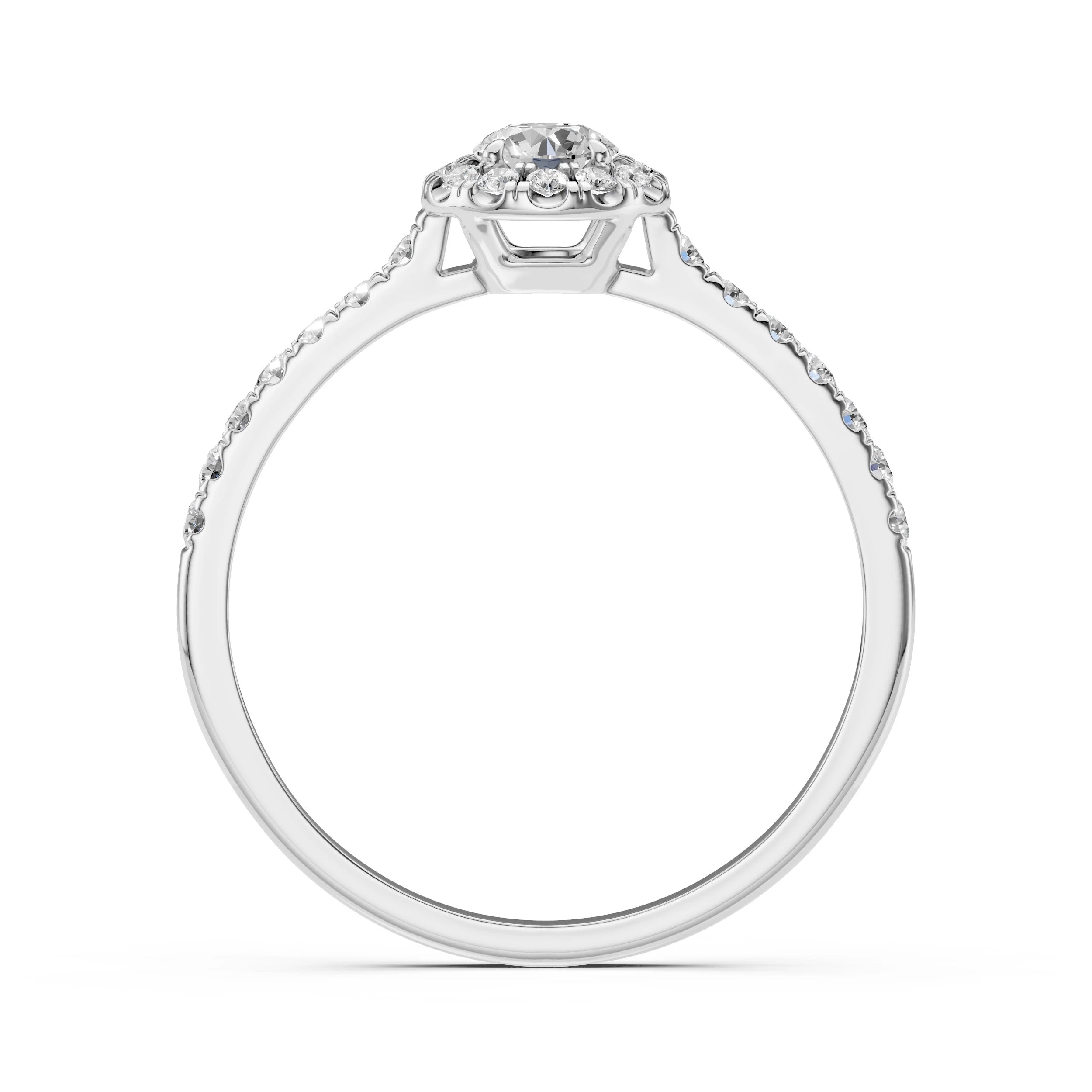 Inel de Logodnă din Aur cu Diamant Central și Diamante Laterale Rotunde 0.45 CT