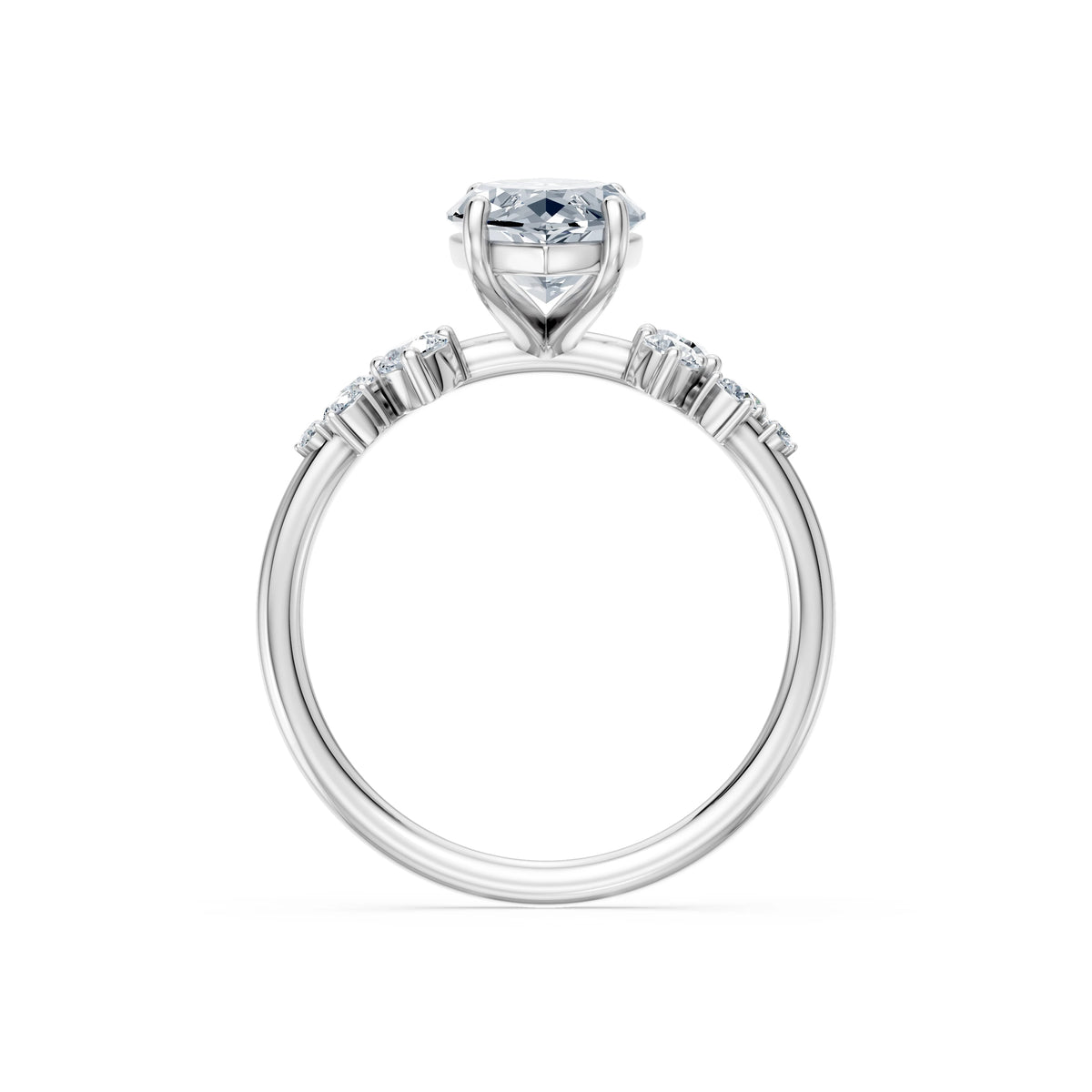Inel de Logodnă din Aur cu Diamant Central Marquise și Diamante Laterale 2,36 CT