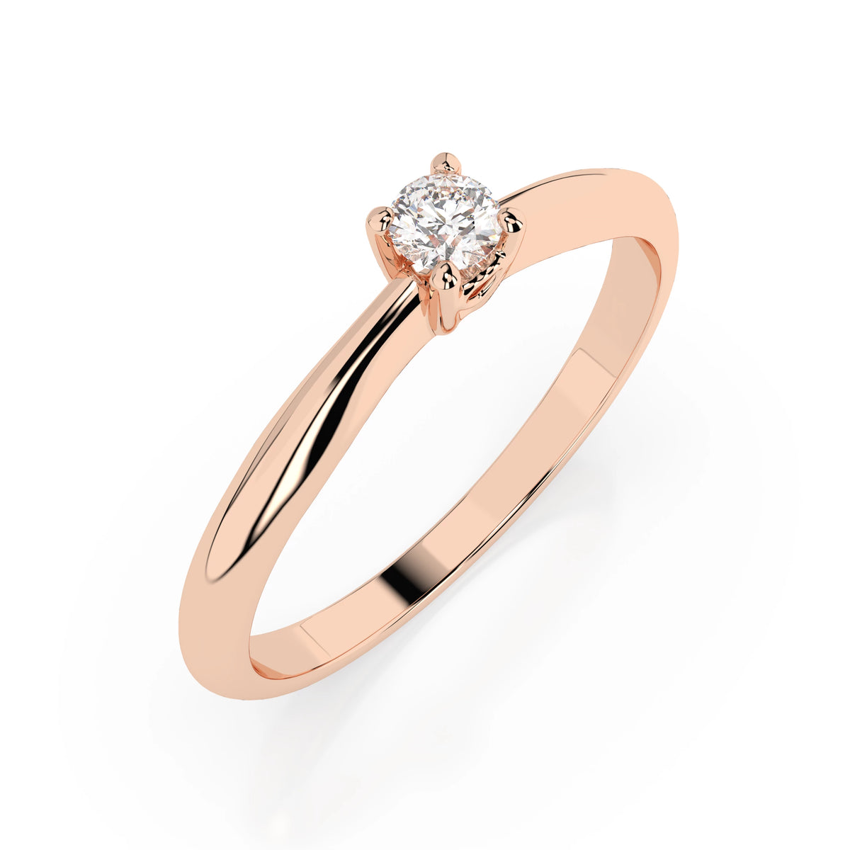 Inel de Logodnă Solitaire din Aur, Diamant Rotund Briliant 0,06 CT