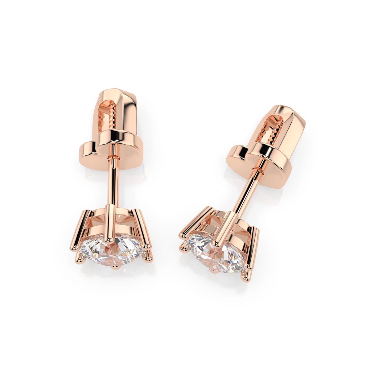 Cercei din Aur cu Diamante, Forma Rotund Briliant, 1,00 CT