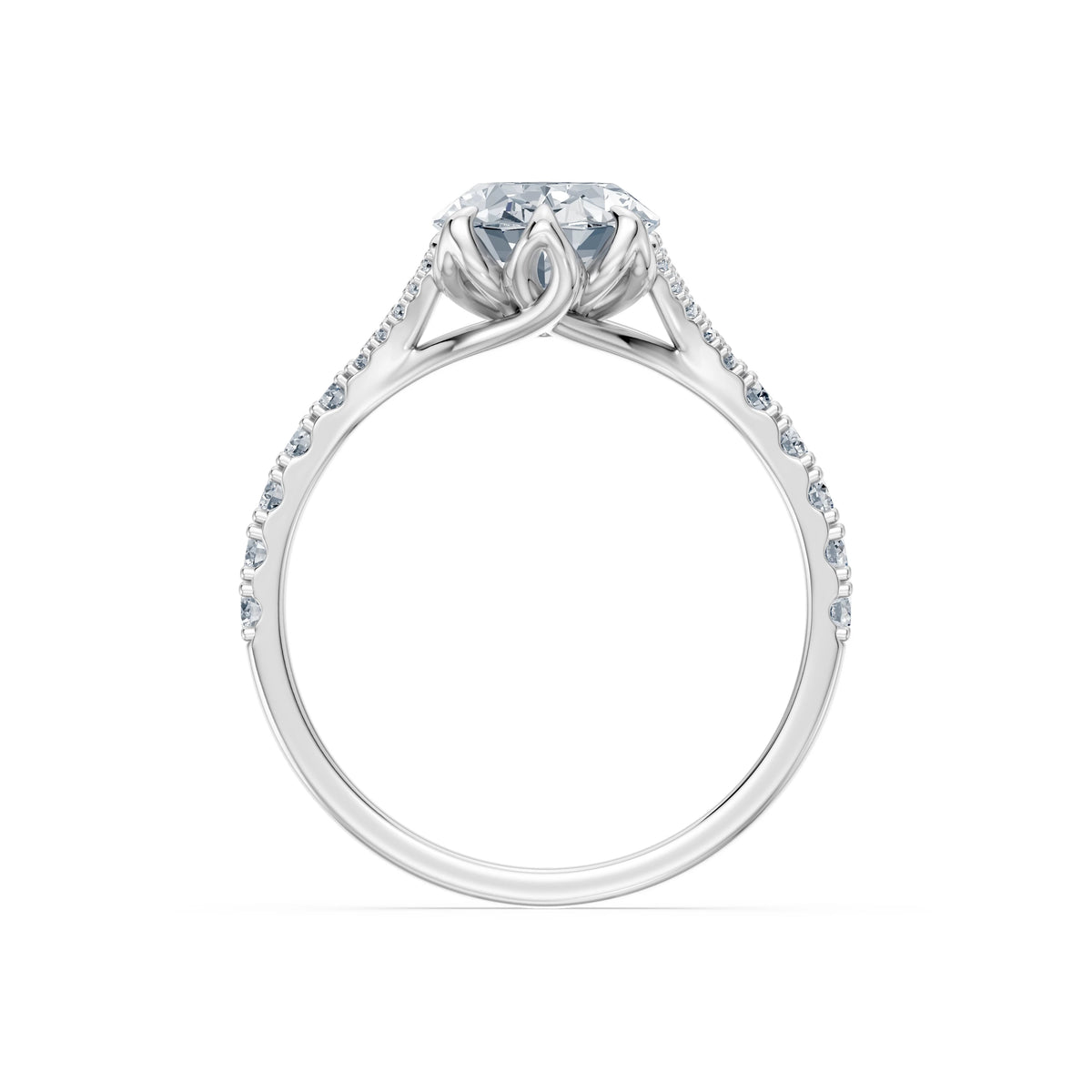 Inel de Logodnă din Aur cu Diamant Central Oval și Diamante Laterale 2,37 CT