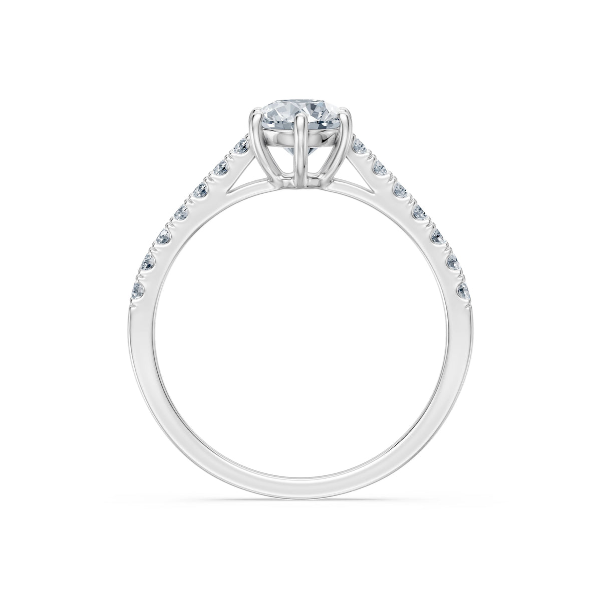 Inel de Logodnă din Aur cu Diamant Central Rotund Briliant și Diamante Laterale 0,95 CT