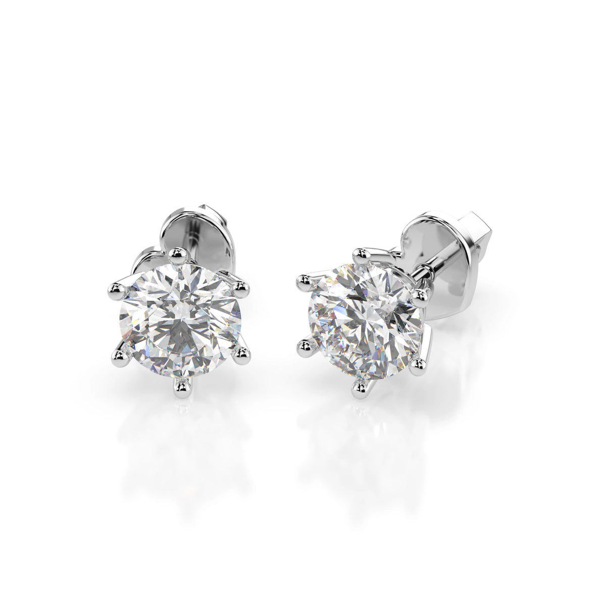 Cercei din Aur cu Diamante, Forma Rotund Briliant, 0,80 CT