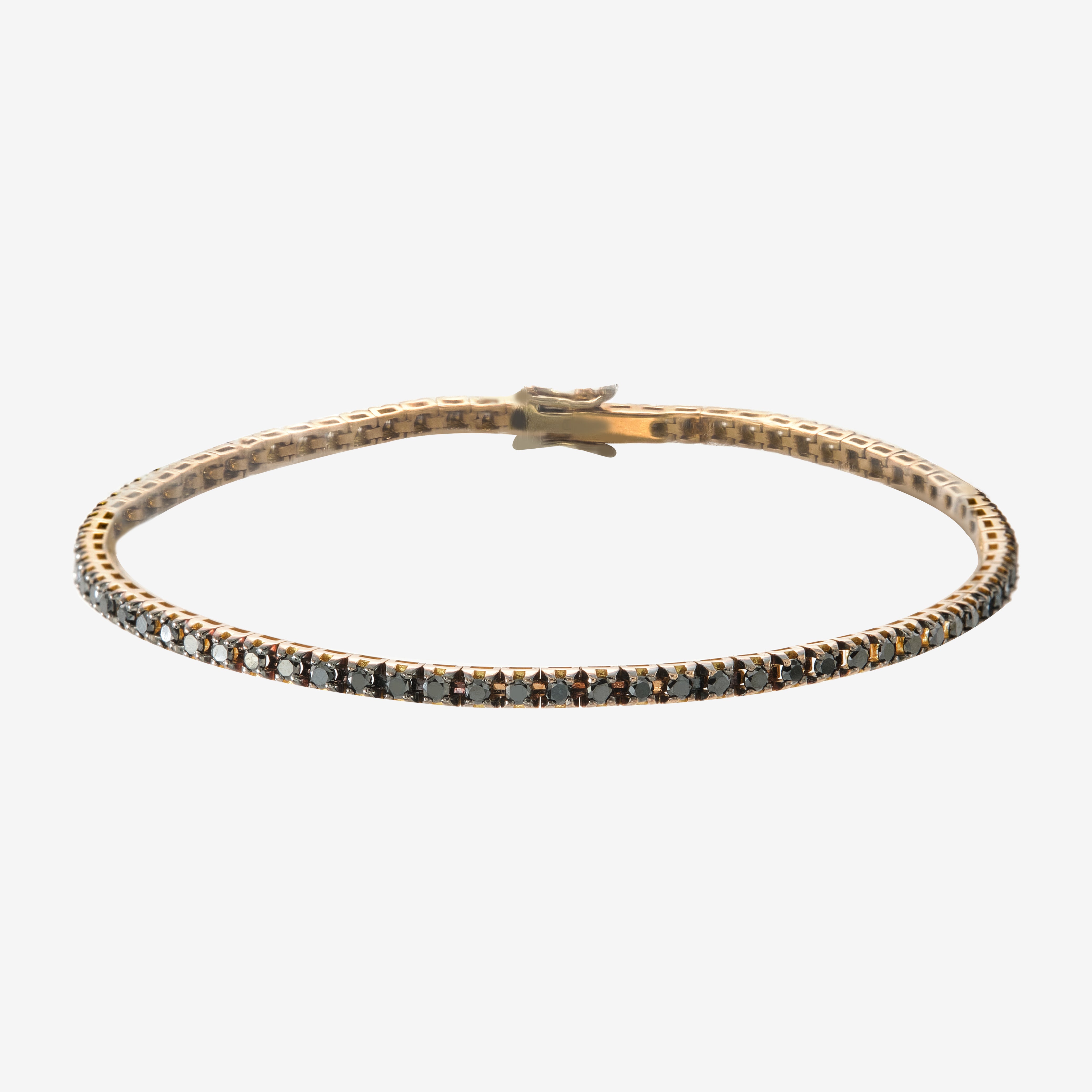 Bratara tennis aur roz 18k cu diamante negre 2.00 ct