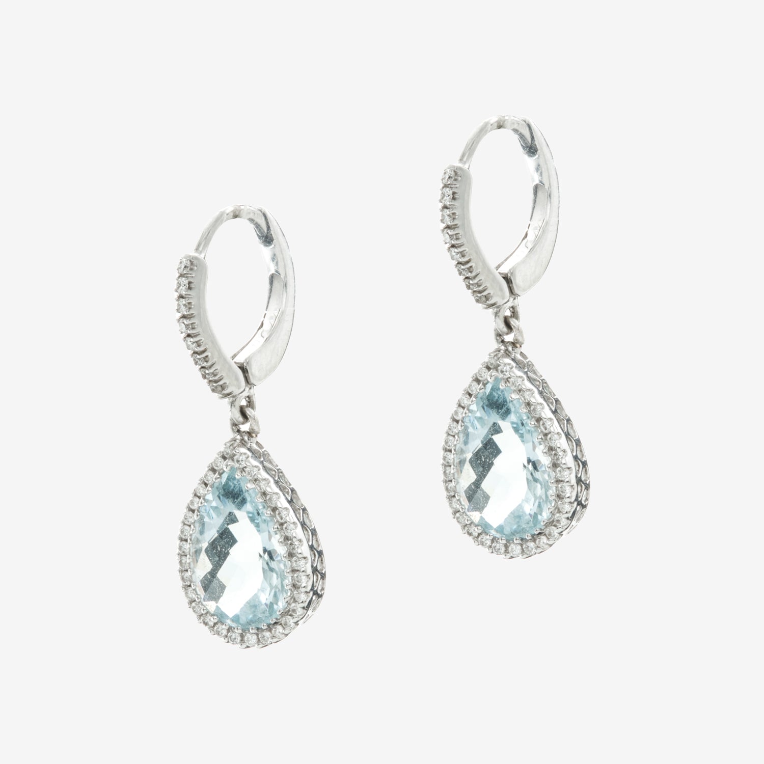 Cercei aur 18k cu aquamarine si diamante