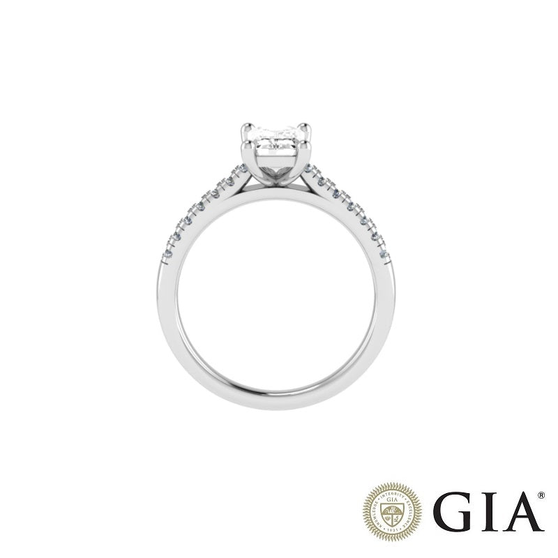 Alona platinum engagement ring with emerald cut diamond 0.75 ct - GIA certificate