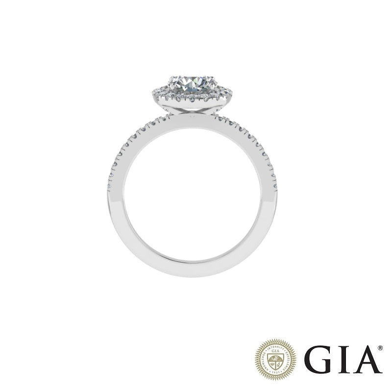 Inel de logodna Halo din platina cu diamant 1.00 ct - certificat GIA