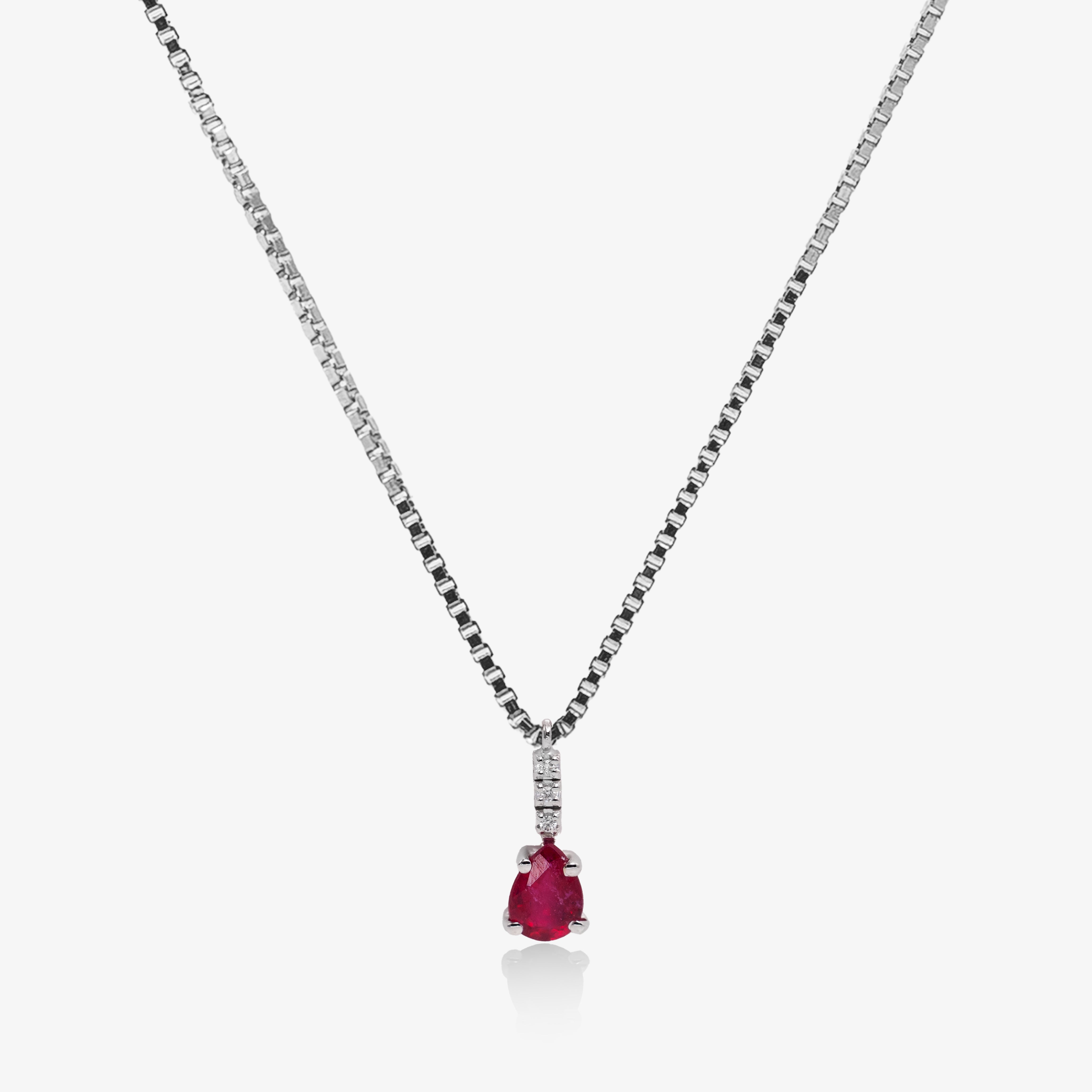 Colier aur 18k cu rubin 1.00 ct si diamante