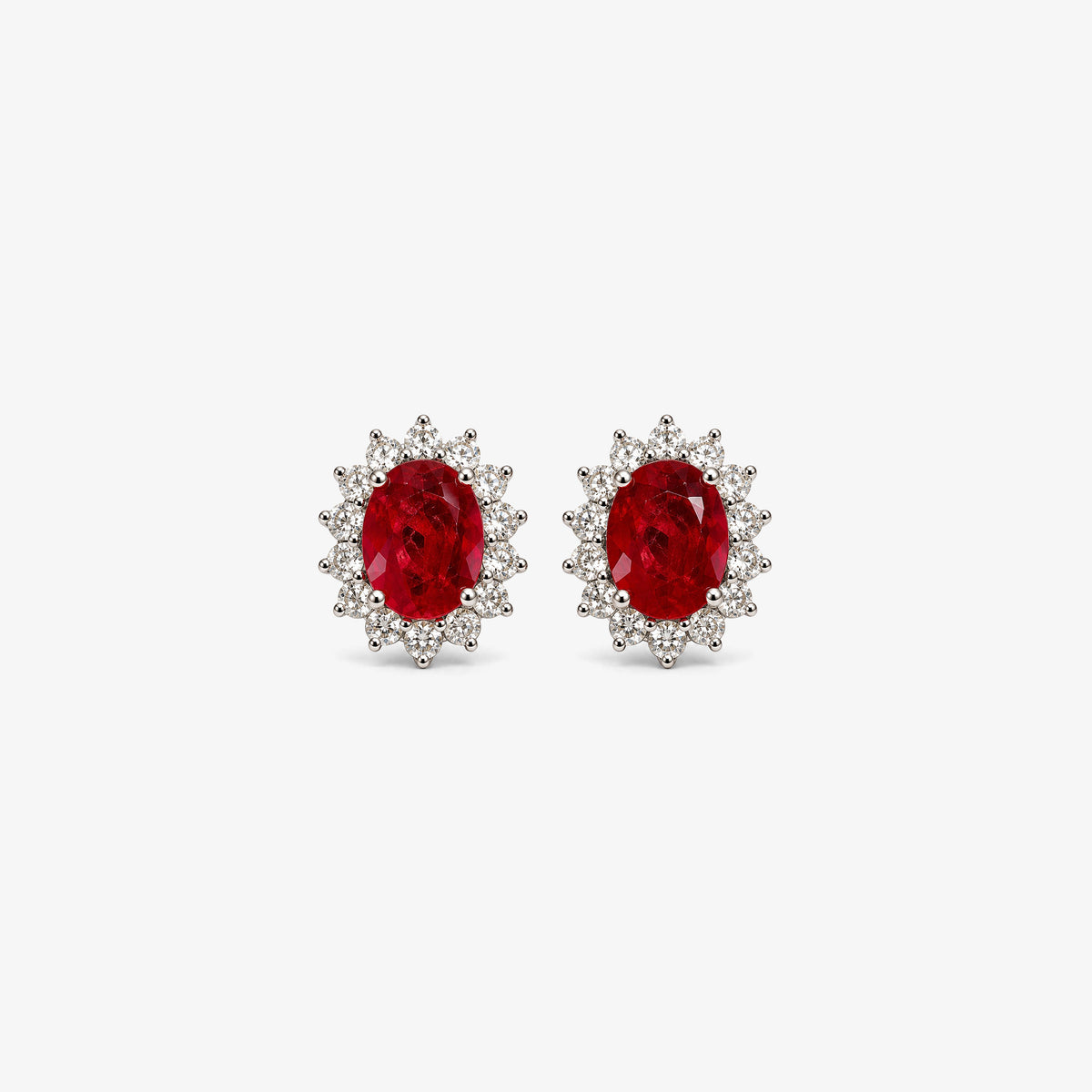 Cercei din aur galben 18K cu rubine 1,55 ct și diamante 0,46 ct