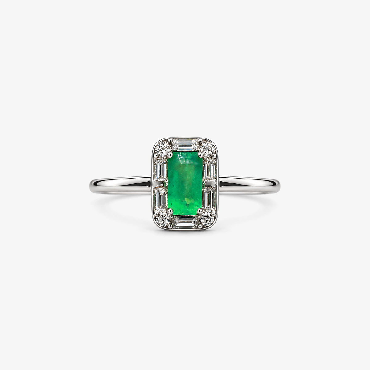 Inel din aur 18K cu smaralde și diamante (0,47 + 0,13 ct)