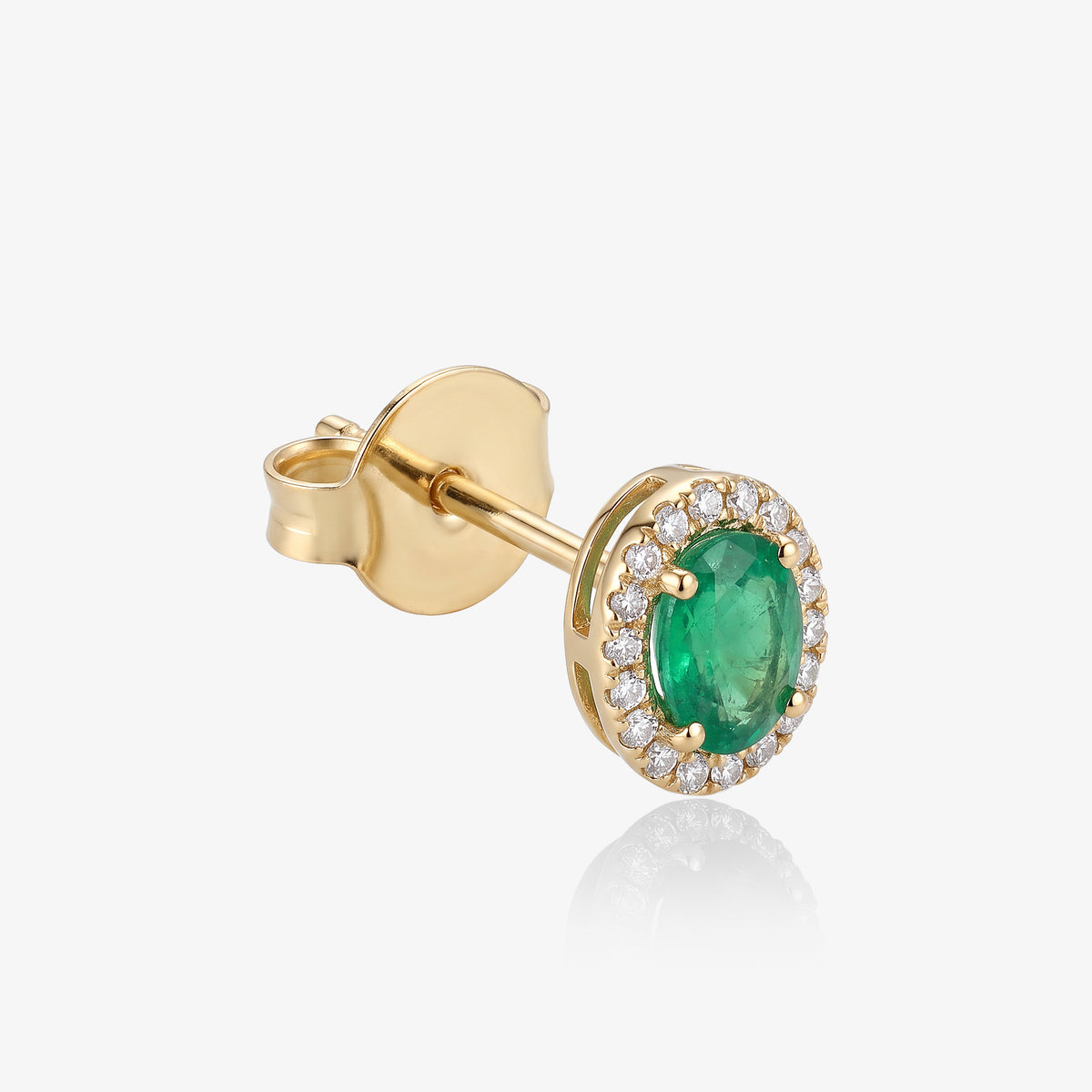 Cercei stud din aur galben 18K cu smaralde 0,81 ct și diamante 0,12 ct – KP0033317