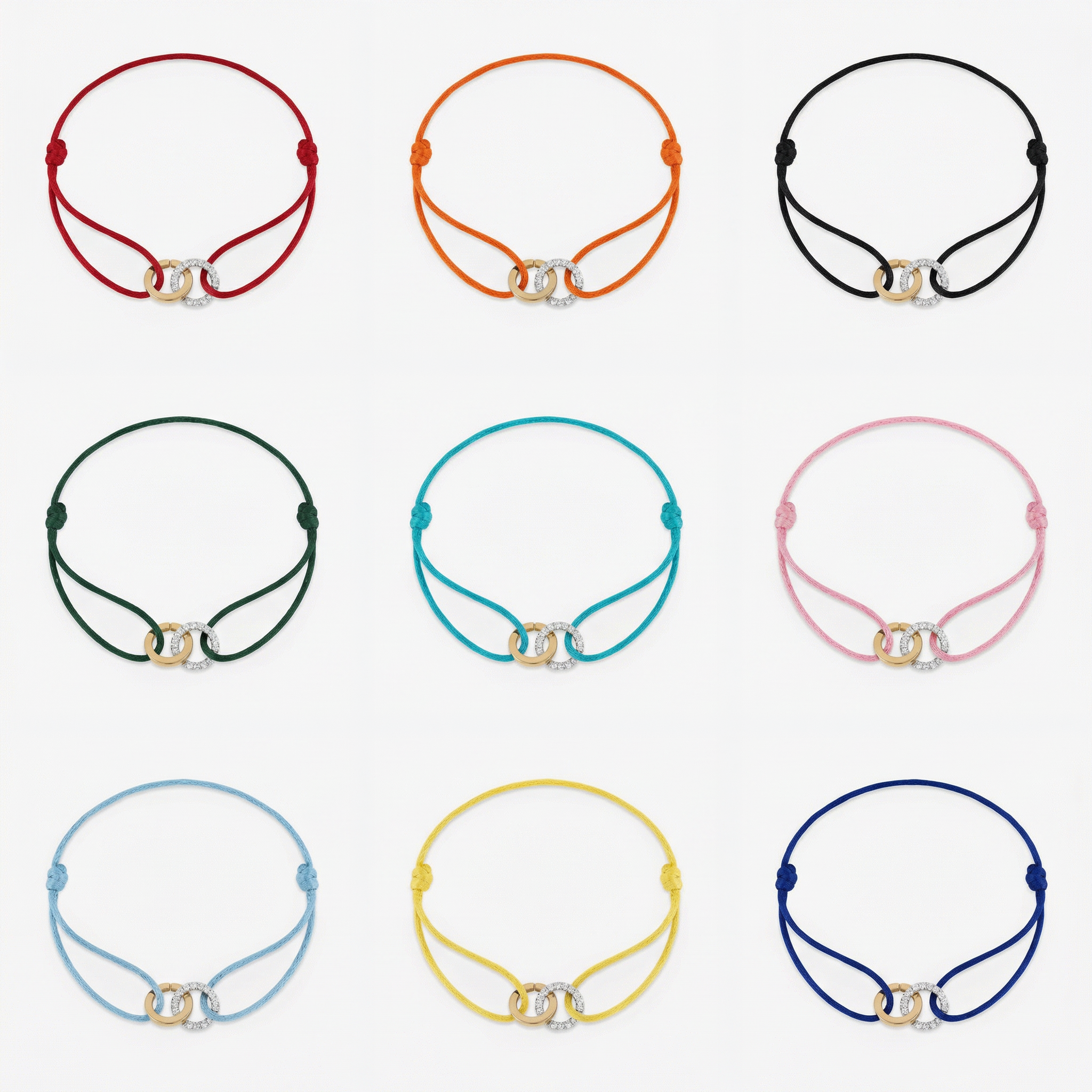 Bratara pe snur Circle of Love cu diamante 0.20ct