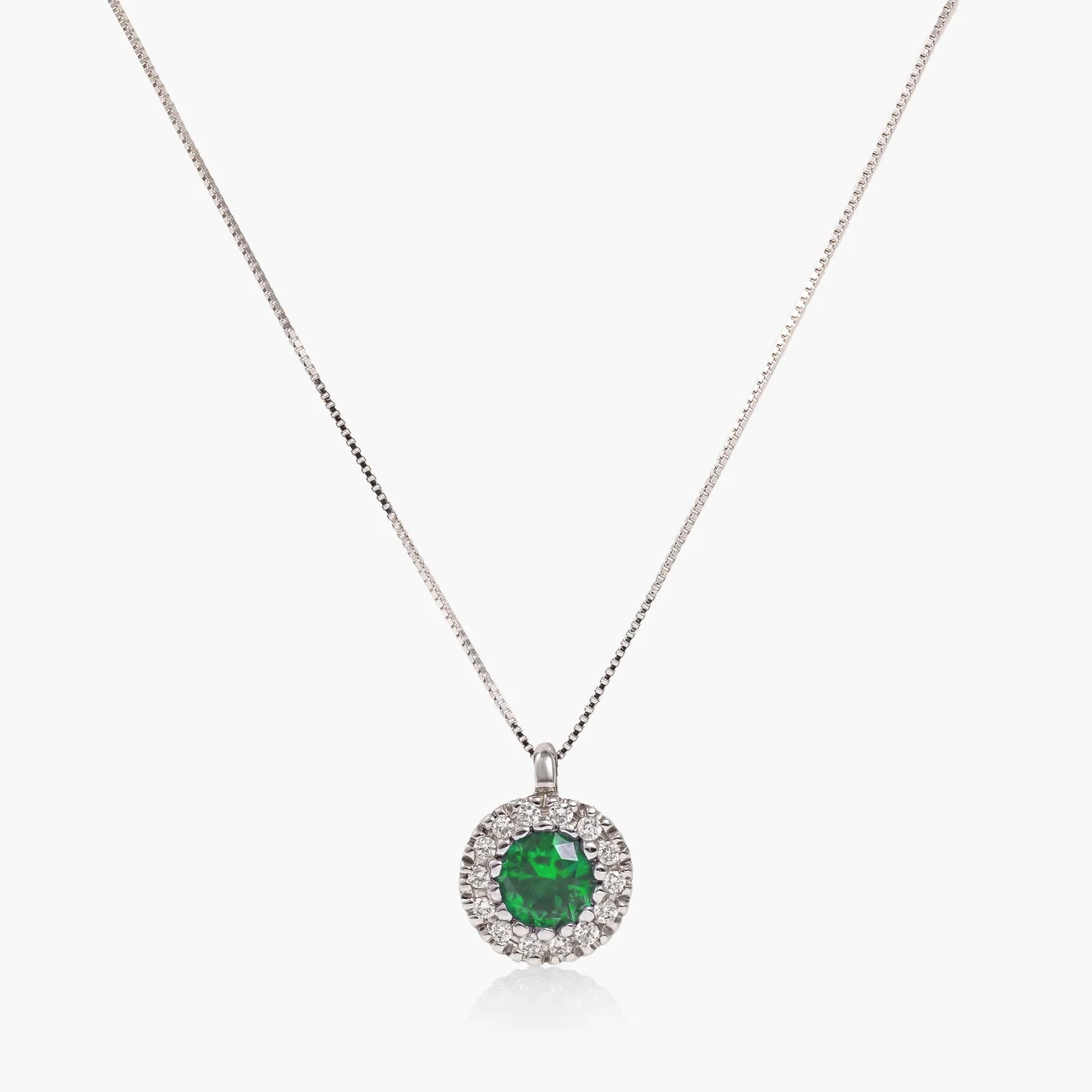 Colier aur 18k cu smarald 0.25 ct si diamante