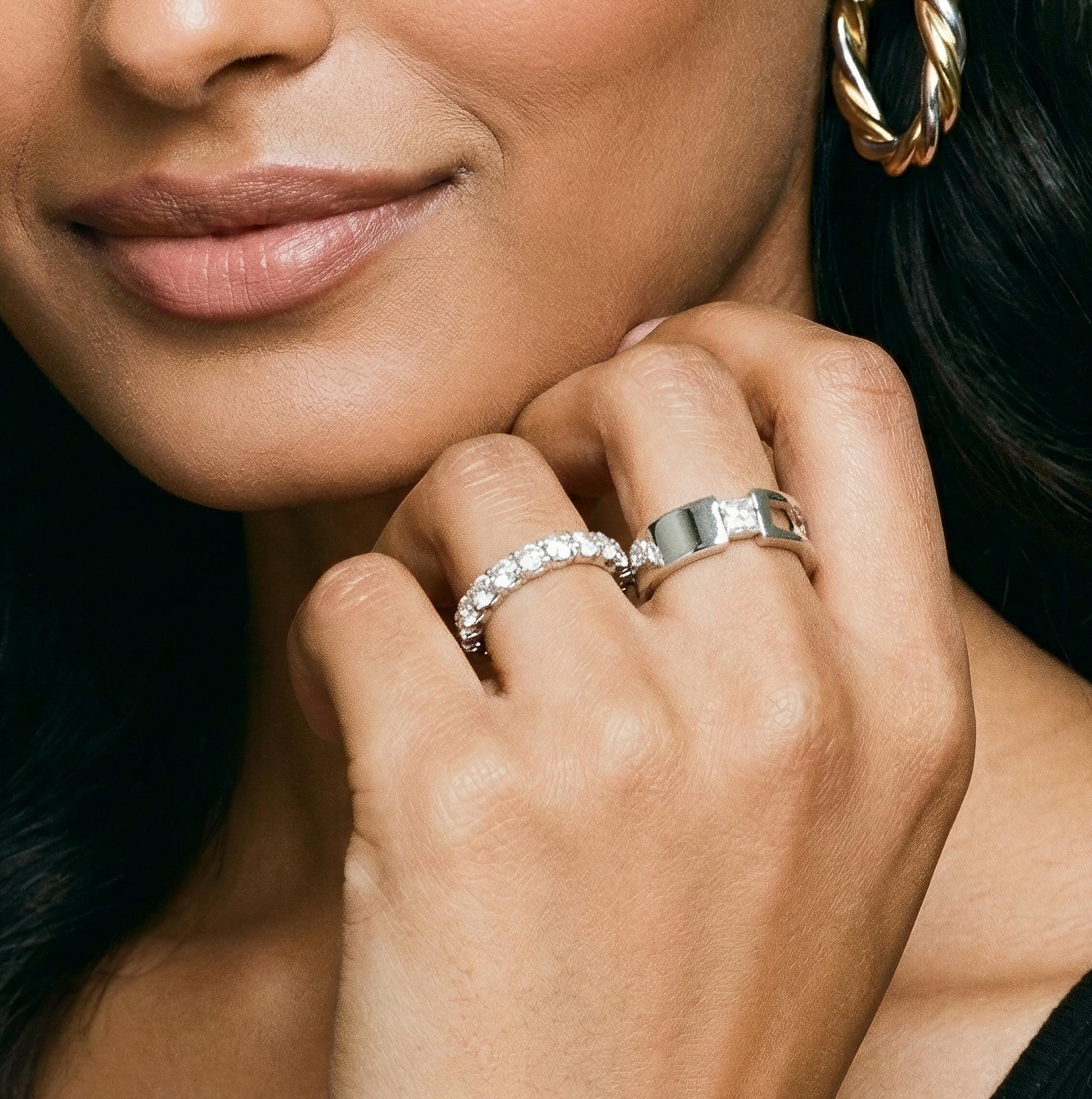 Inel statement aur 9k cu diamant de laborator princess cut 0.18ct